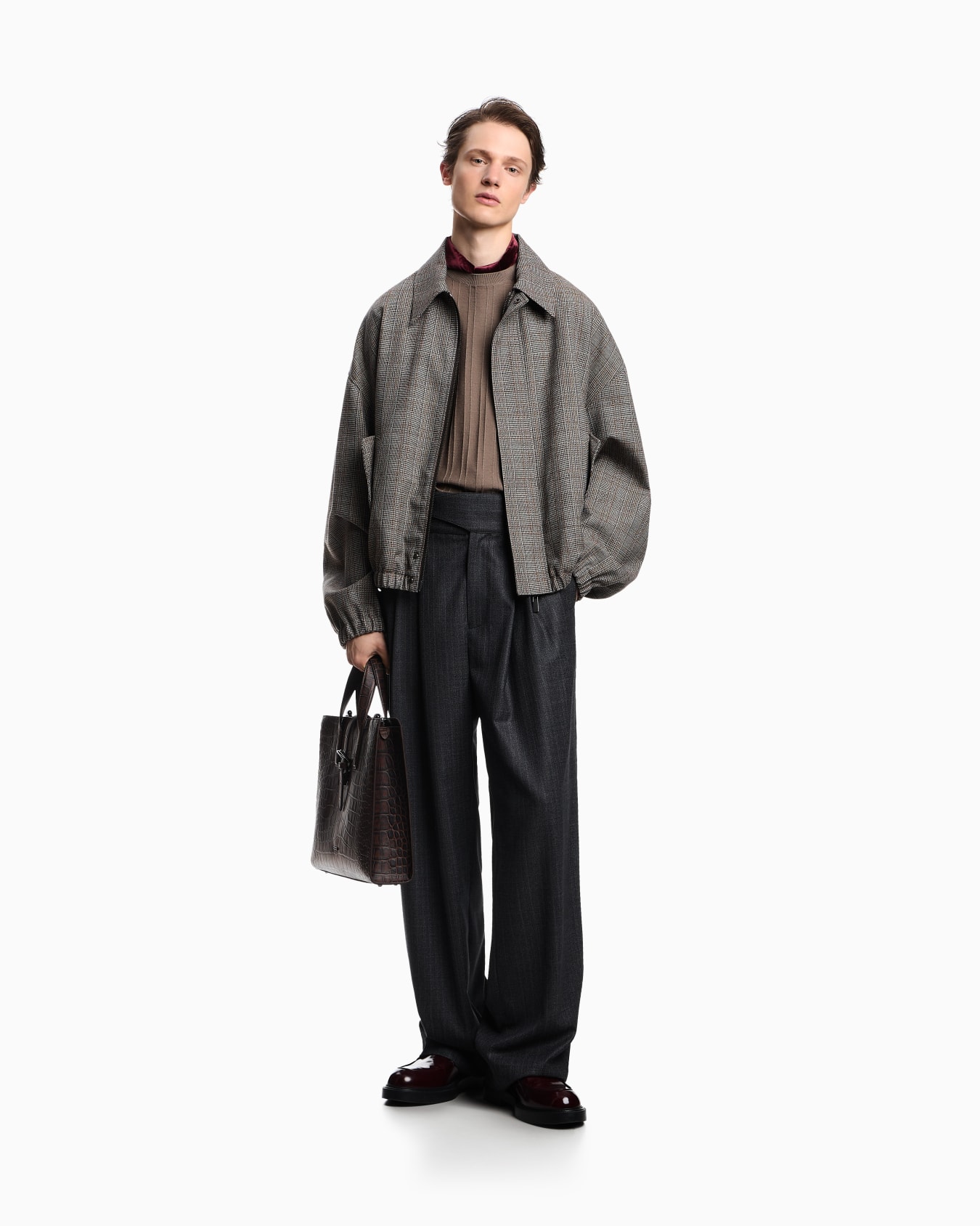 Virgin wool jumper with embossed jacquard pattern Slide 1