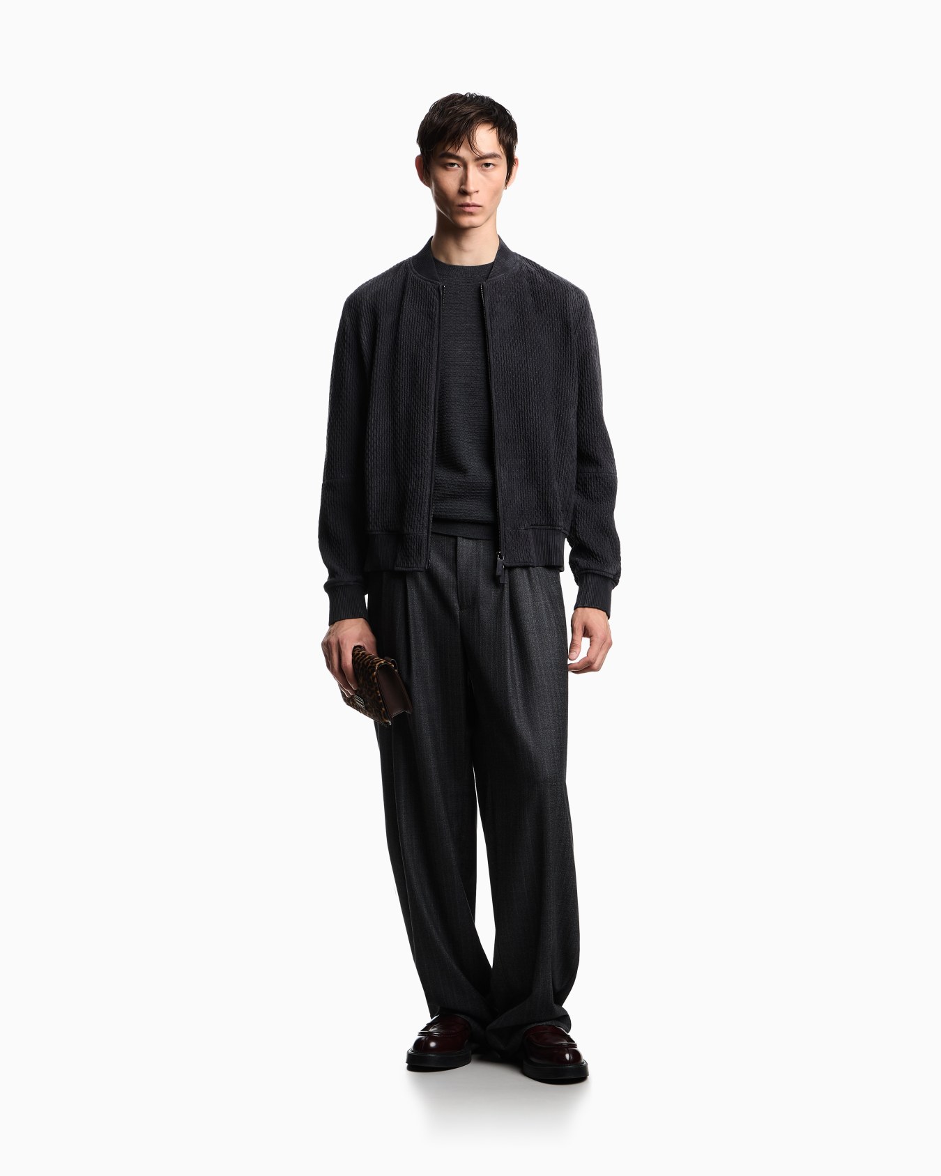 Virgin wool jumper with embossed jacquard pattern Slide 1