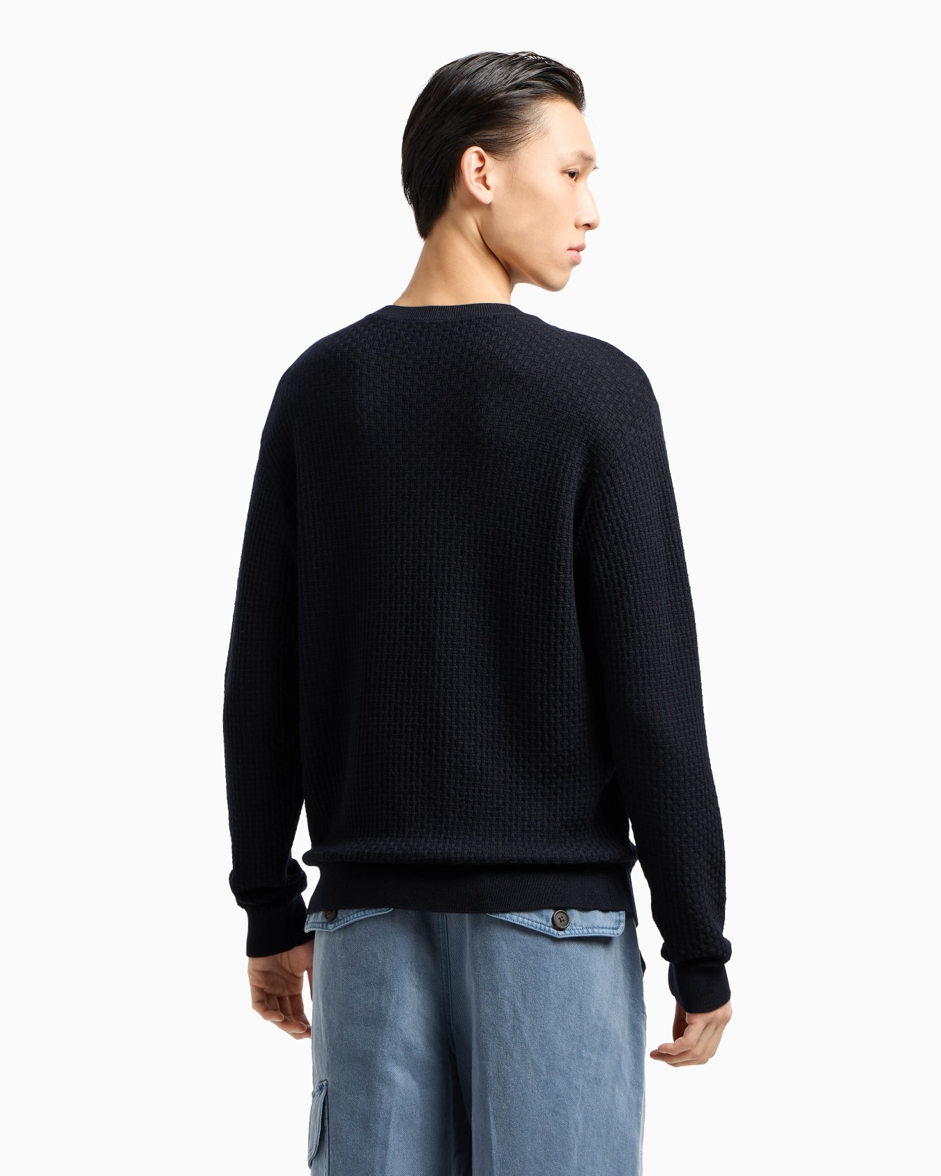Virgin wool jumper with embossed jacquard pattern Slide 2