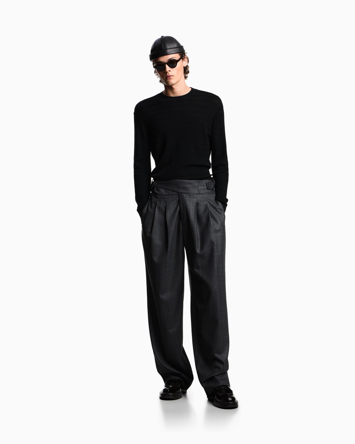 Virgin wool jumper with embossed jacquard pattern Slide 1