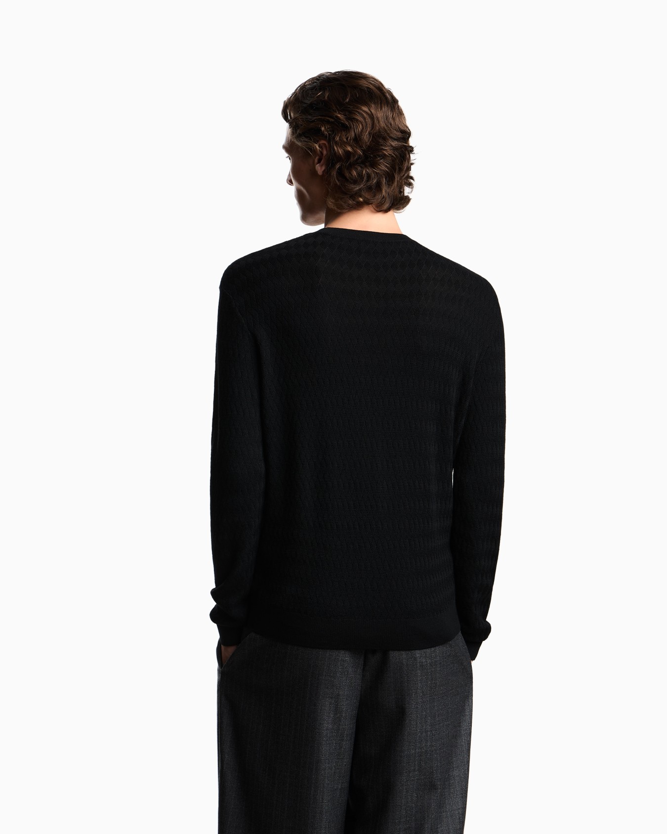 Virgin wool jumper with embossed jacquard pattern Slide 2