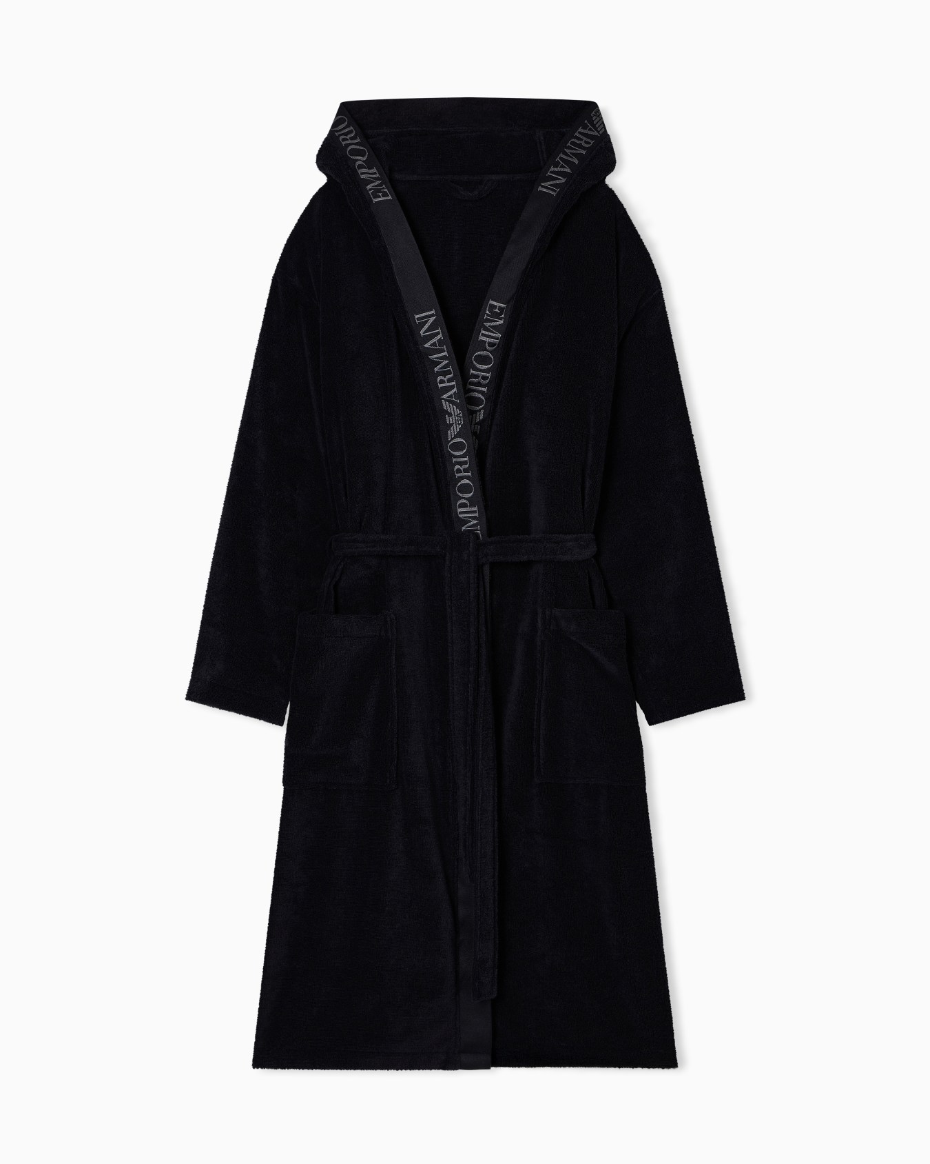 Terrycloth bathrobe with logo trim Slide 0