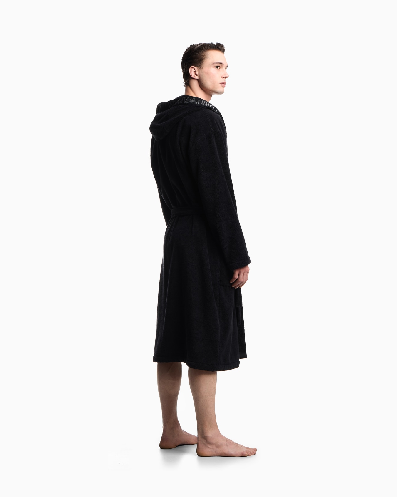 Terrycloth bathrobe with logo trim Slide 2