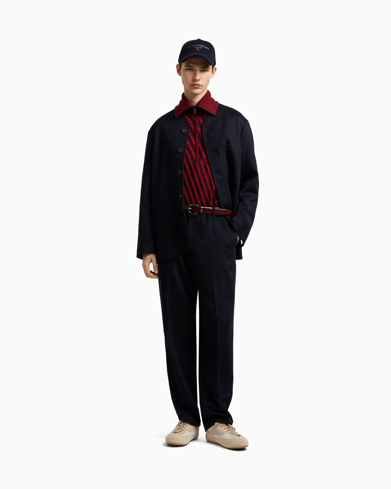 Half-zip mock-neck jacquard virgin-wool jumper Slide 2