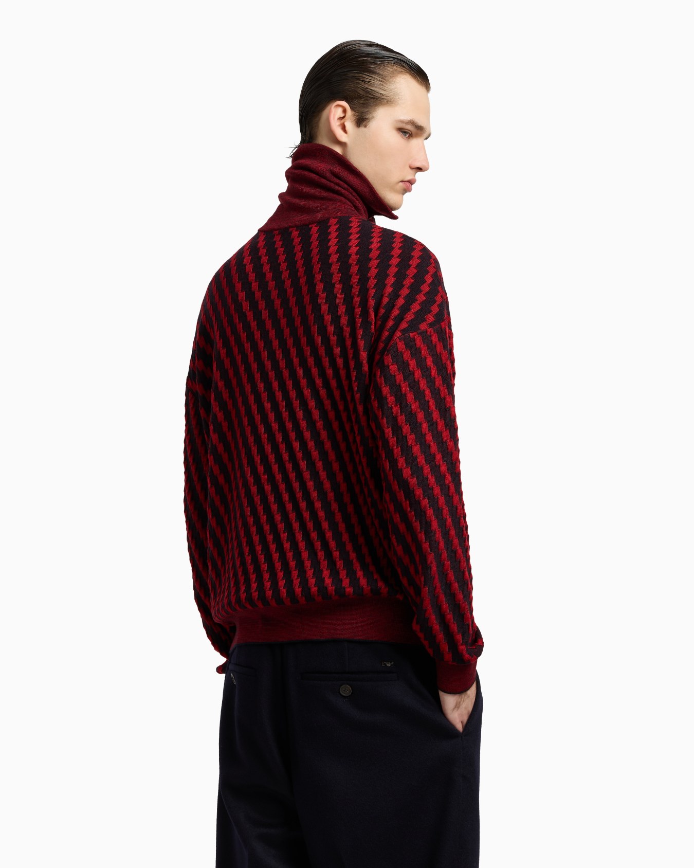 Half-zip mock-neck jacquard virgin-wool jumper Slide 3
