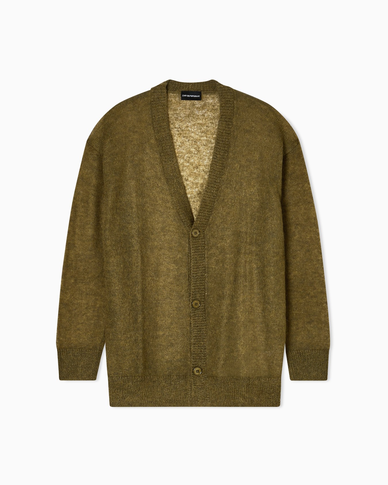 V-neck cardigan in a decrease stockinette stitch mohair blend Slide 0