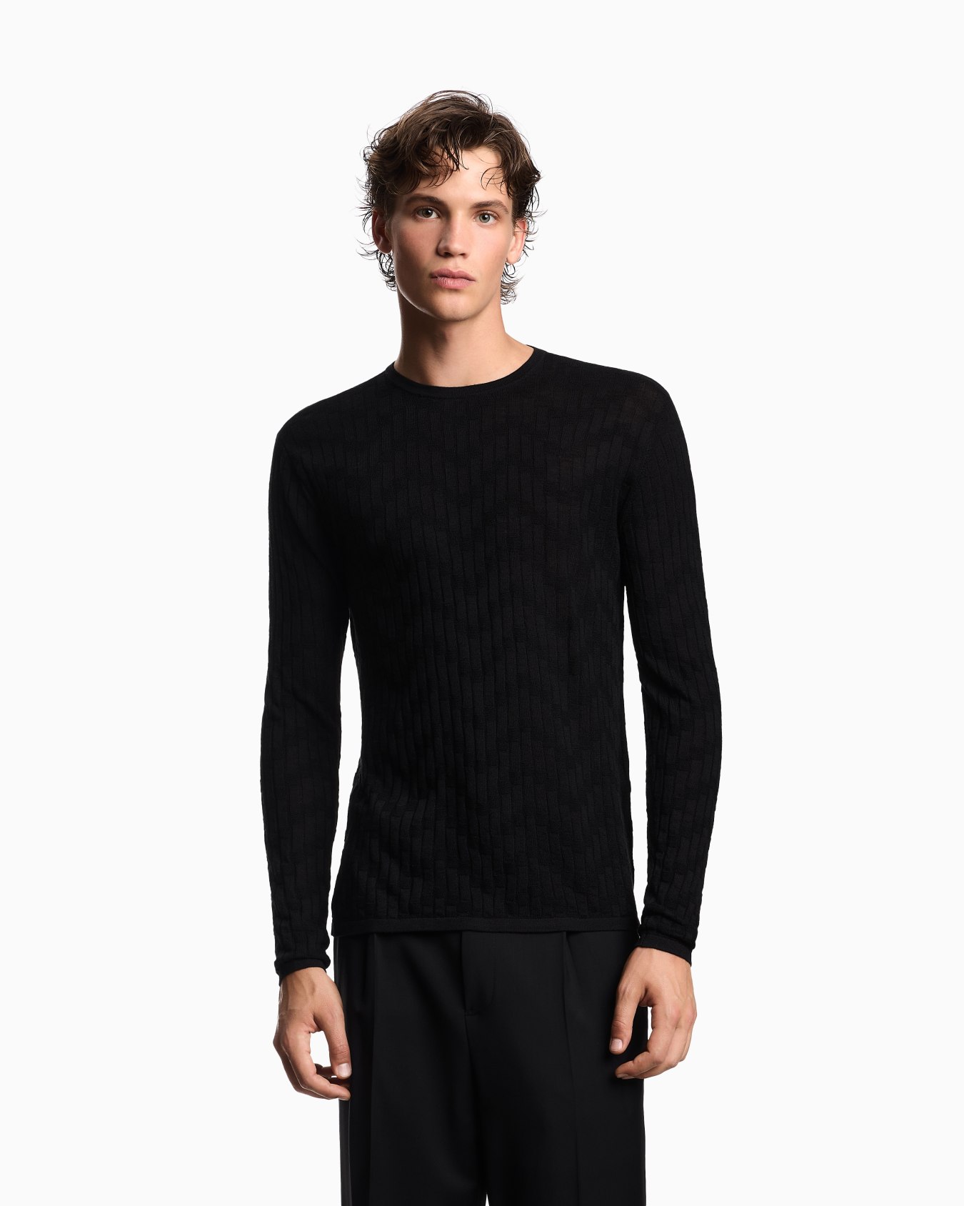 Patterned knit wool and silk blend jumper Slide 3