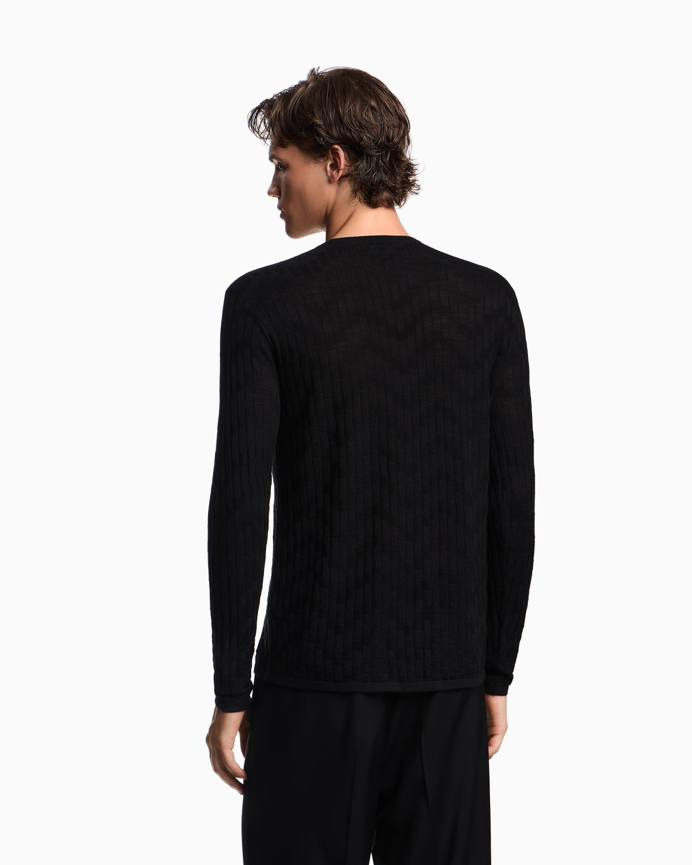 Patterned knit wool and silk blend jumper Slide 2