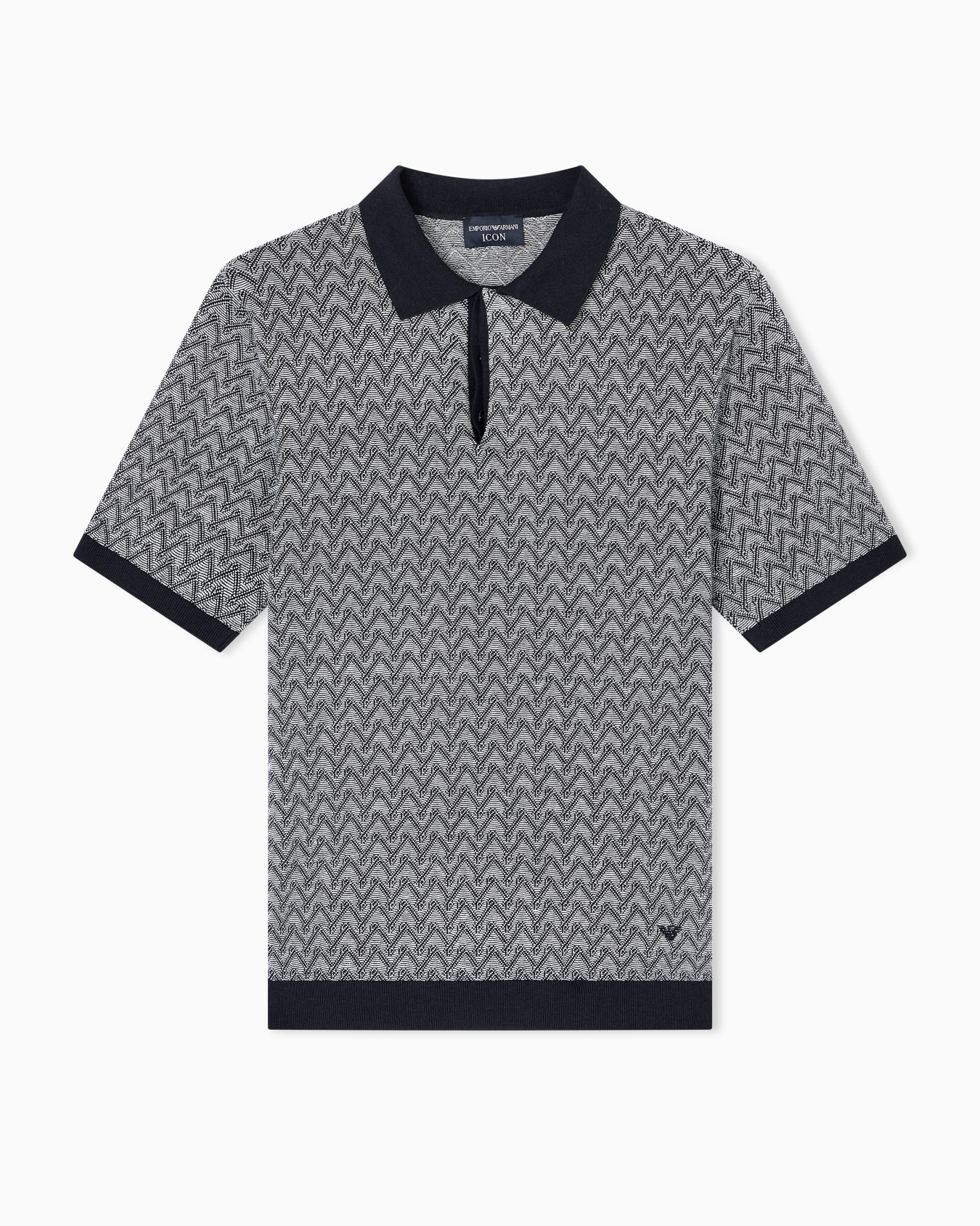 Icon polo-collar jumper in chevron-motif jacquard Slide 0