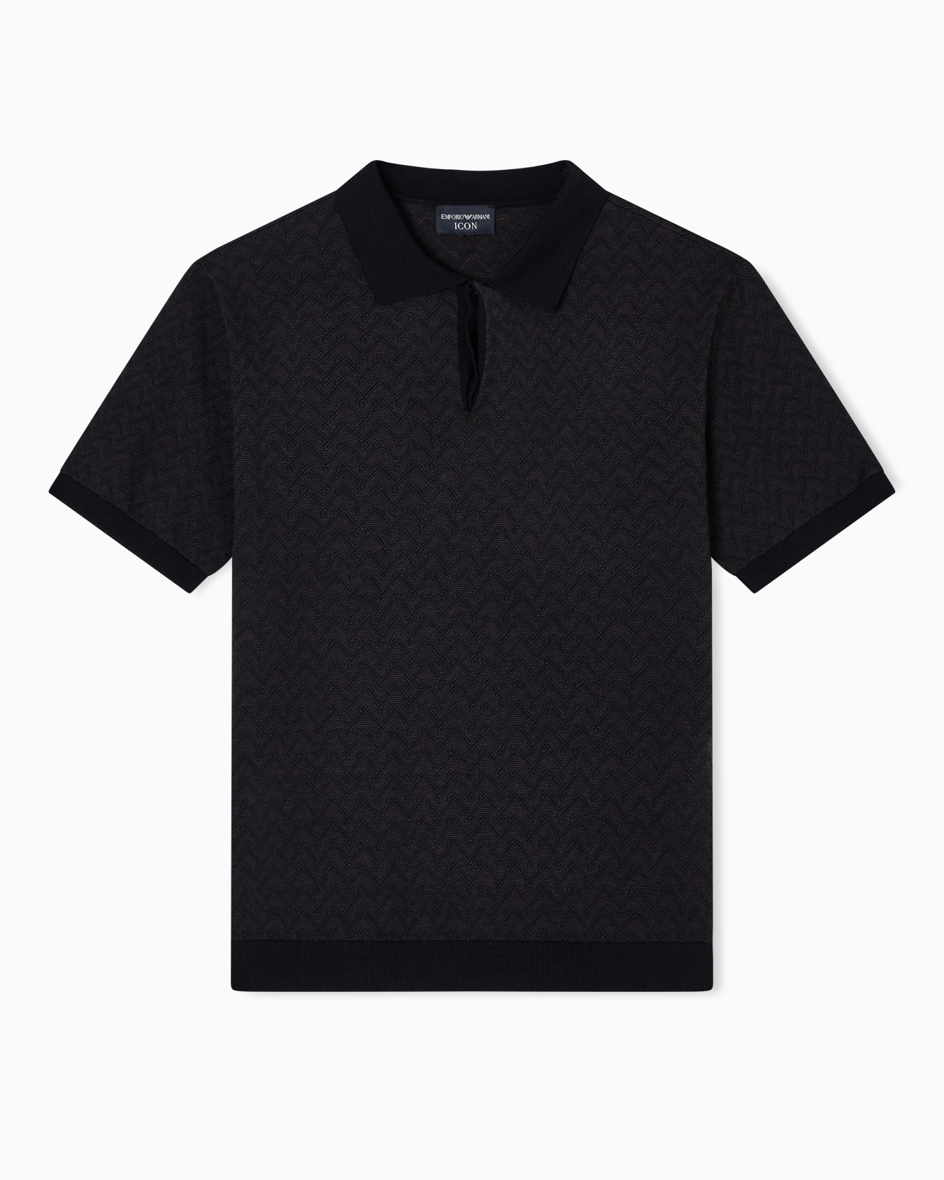 Icon polo-collar jumper in chevron-motif jacquard Slide 0