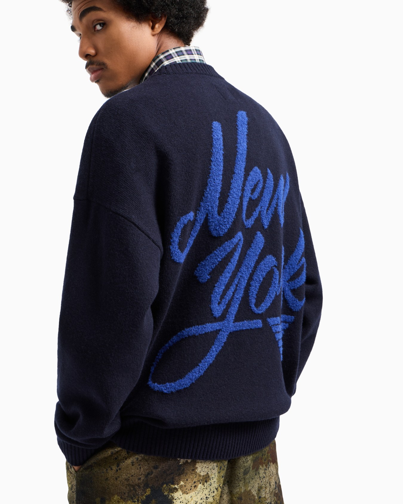 Maglione in lana vergine con scritta jacquard Capsule New York ASV Slide 5