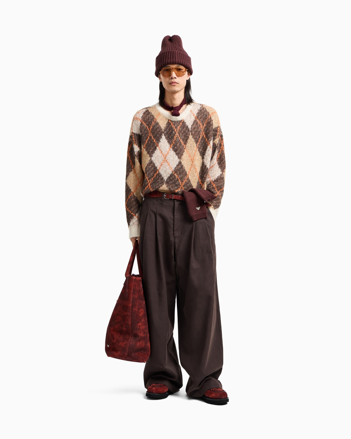 ASV Maxi-Pullover aus der New York Sonderkollektion, gefertigt aus einer Woll-Mischung mit Argyle-Muster in Jacquard-Stoff-Verarbeitung Folie 2