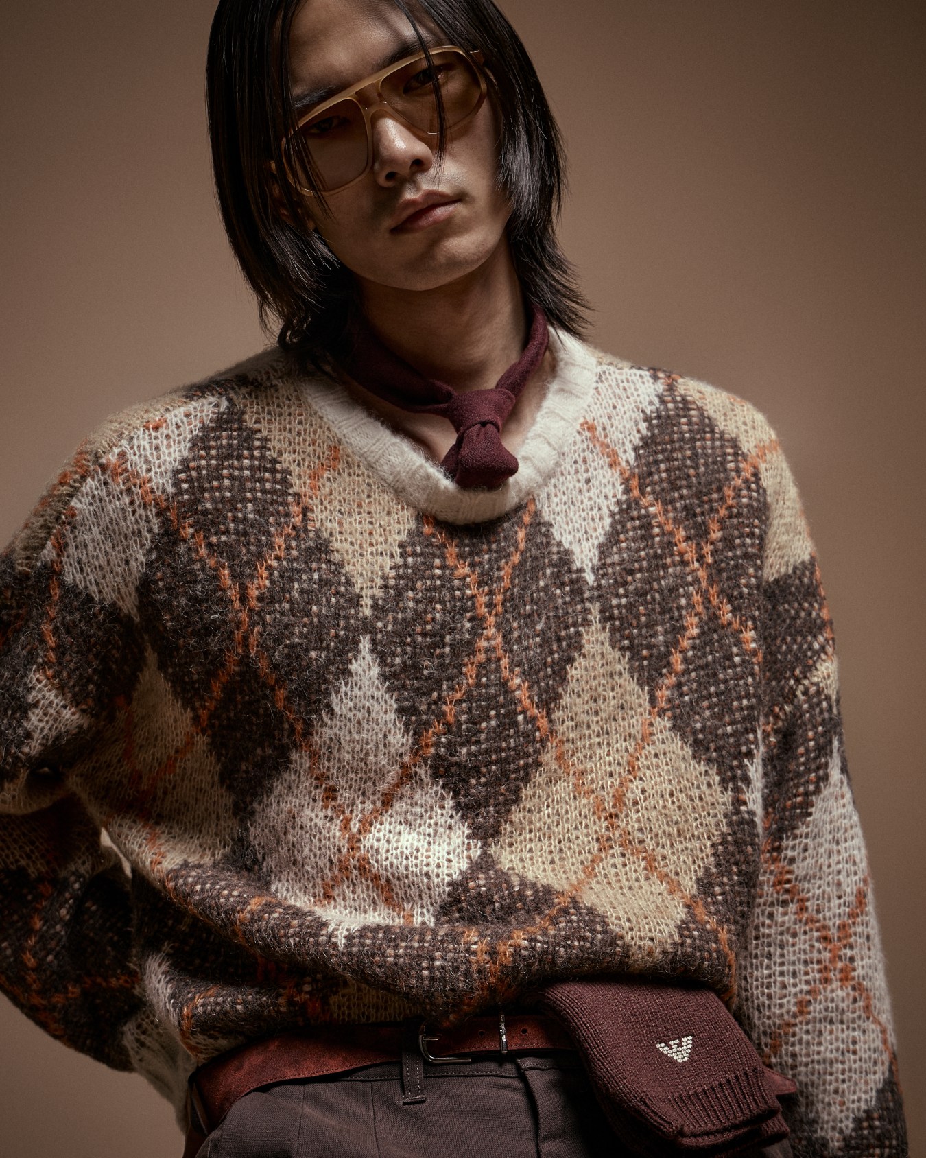 ASV Maxi-Pullover aus der New York Sonderkollektion, gefertigt aus einer Woll-Mischung mit Argyle-Muster in Jacquard-Stoff-Verarbeitung Folie 6