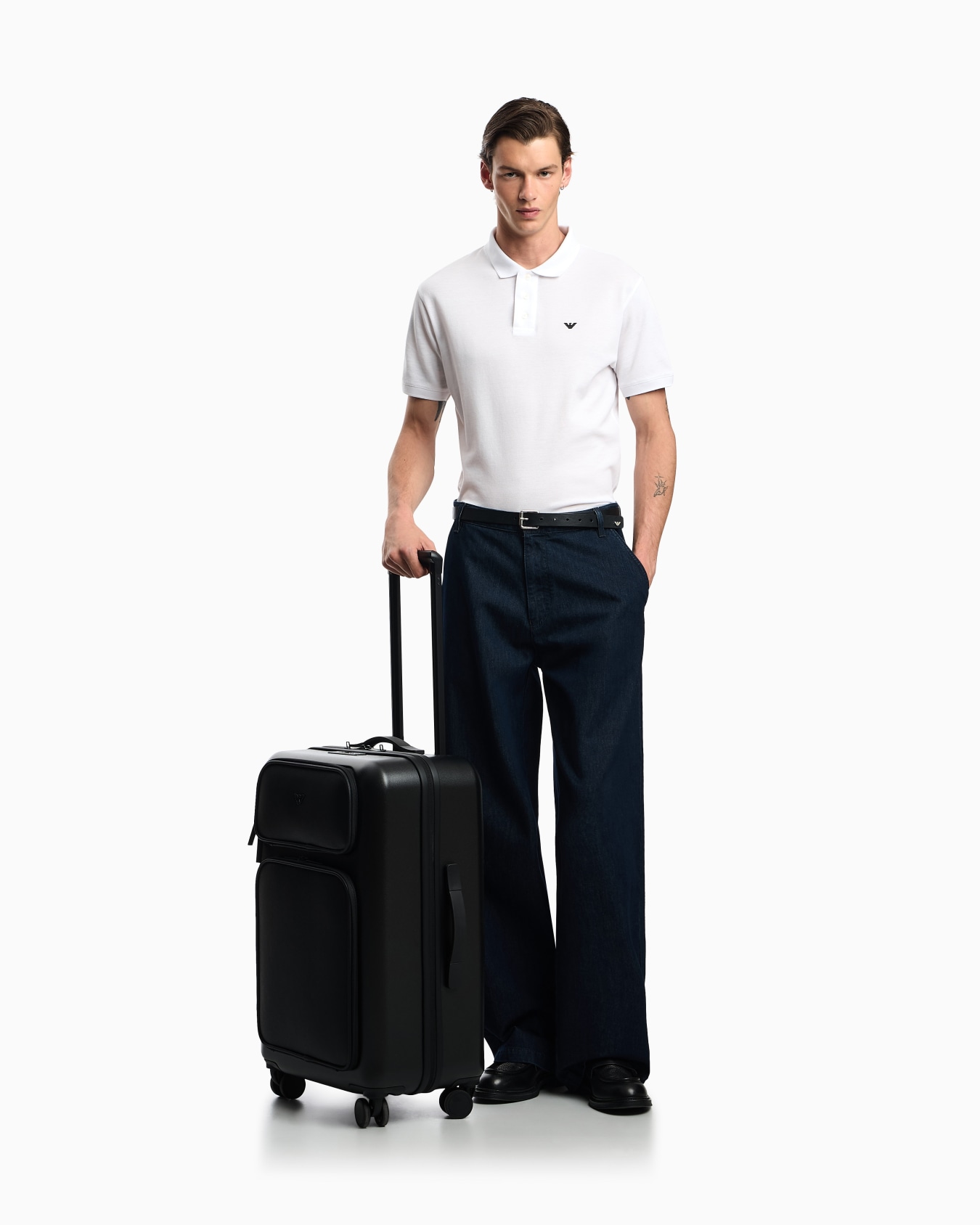 ASV ABS medium carry-on bag with regenerated Saffiano detail and eagle plate Slide 6