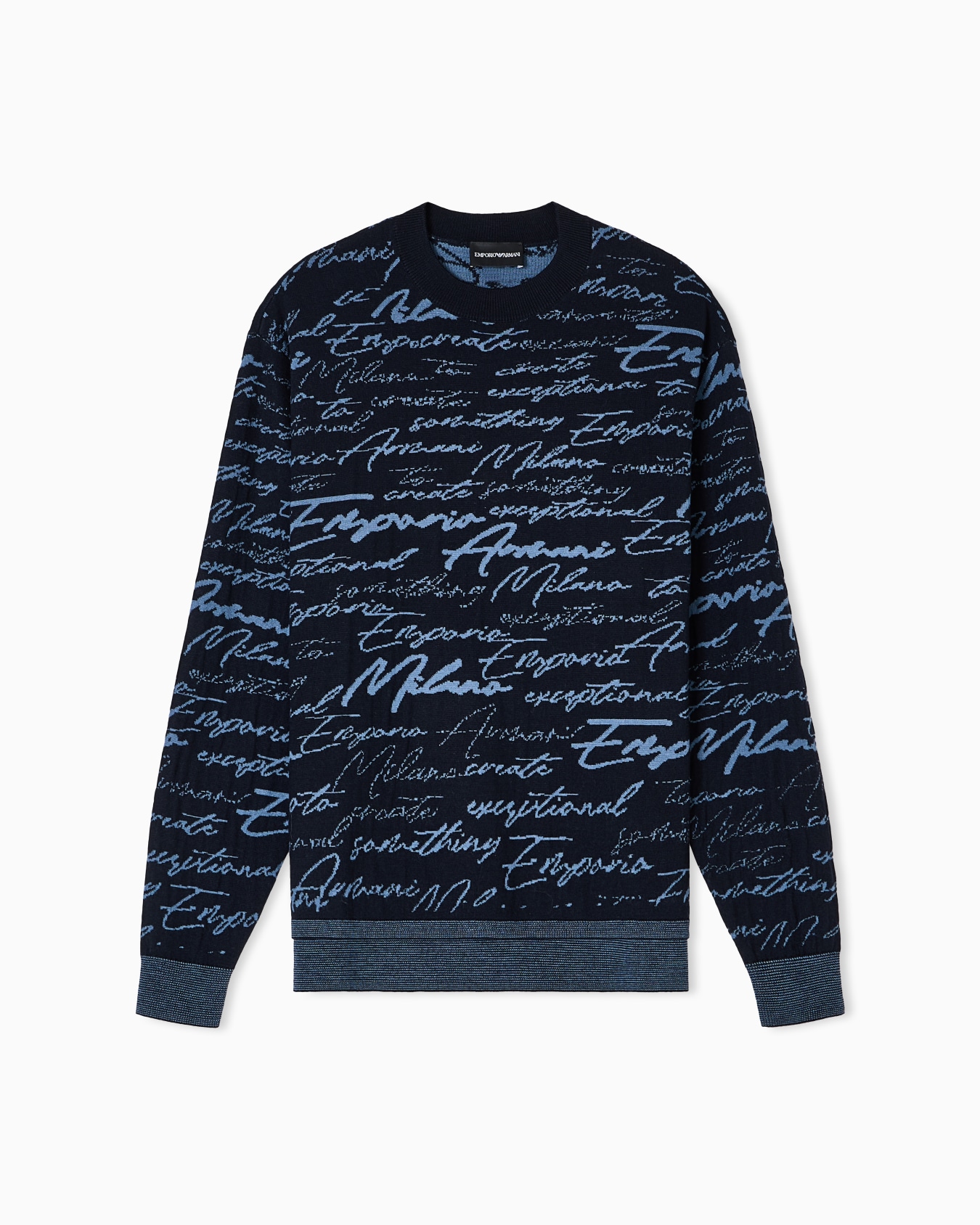 Virgin-wool jumper with all-over jacquard signature logo Slide 0