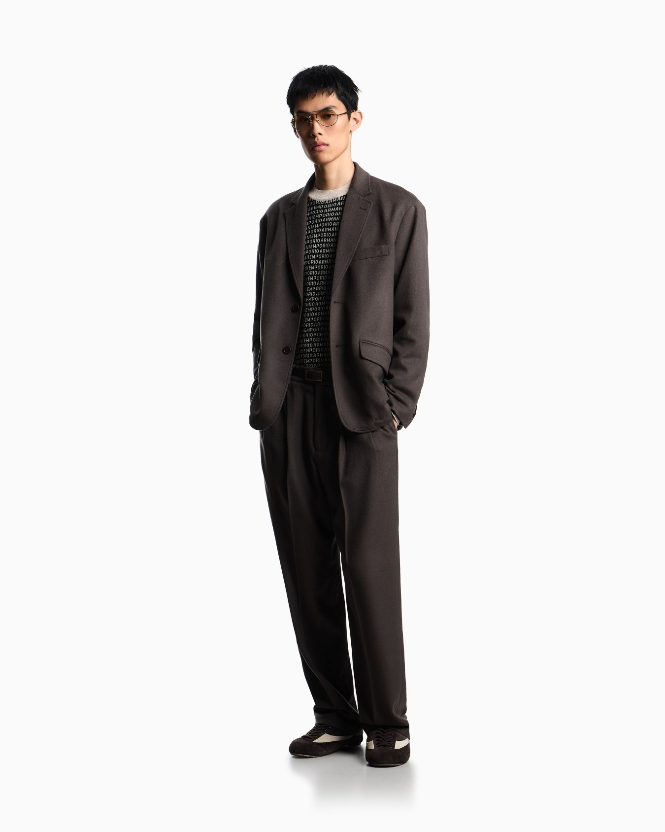Virgin-wool jumper with all-over jacquard signature logo Slide 1