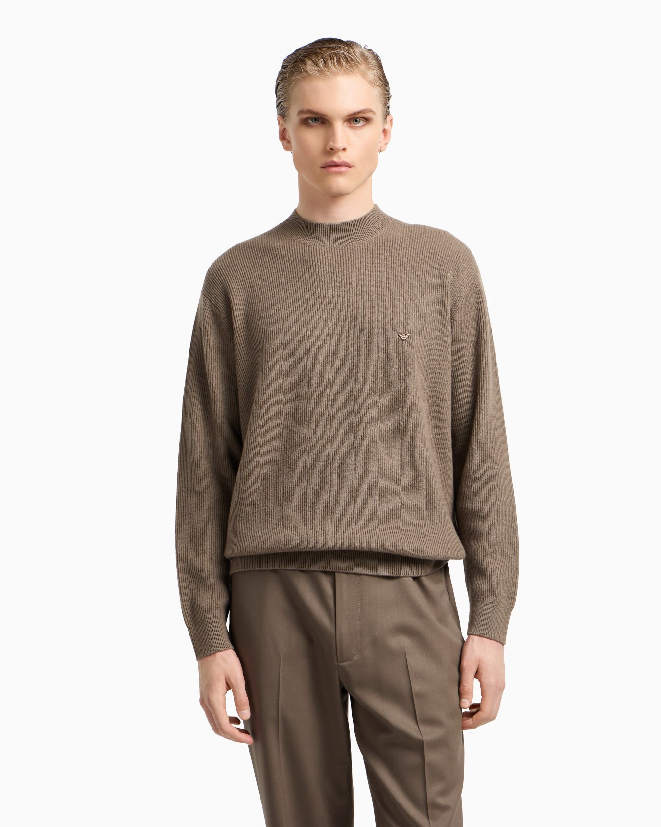 Maglione in lana vergine a coste inglesi Slide 4