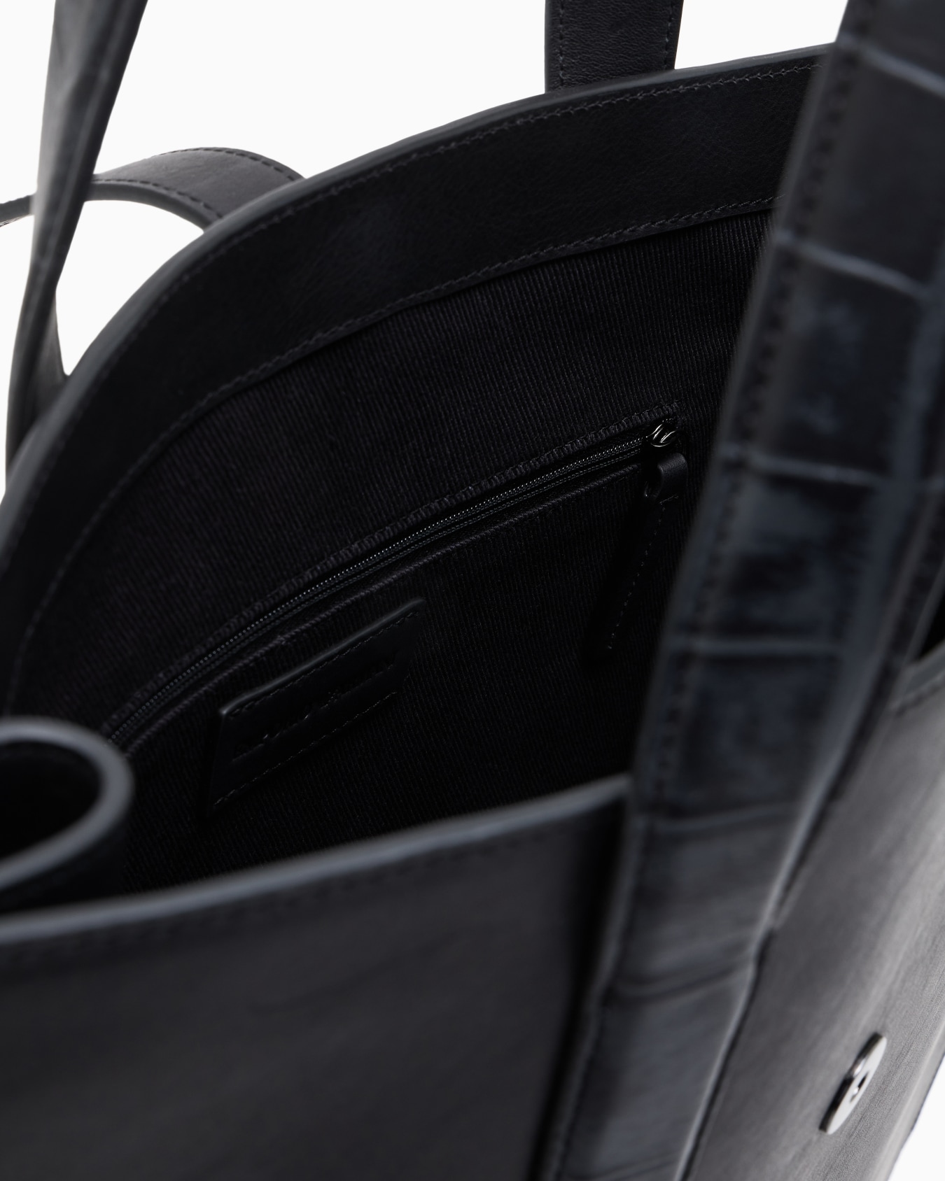 Leather shopper bag with crocodile print Slide 2