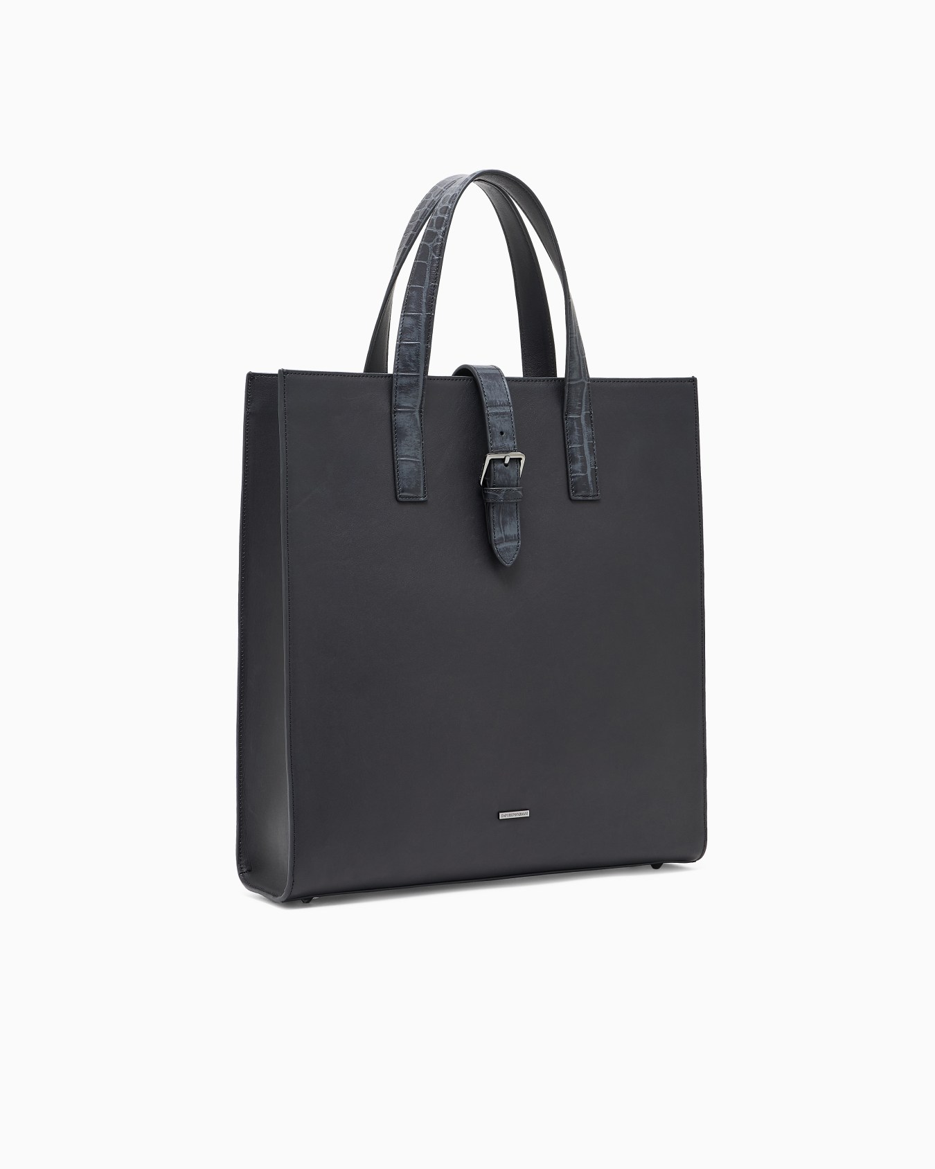 Leather shopper bag with crocodile print Slide 1