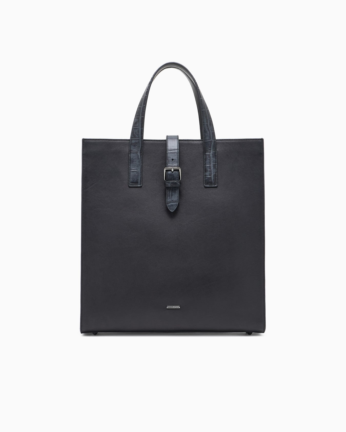 Leather shopper bag with crocodile print Slide 0