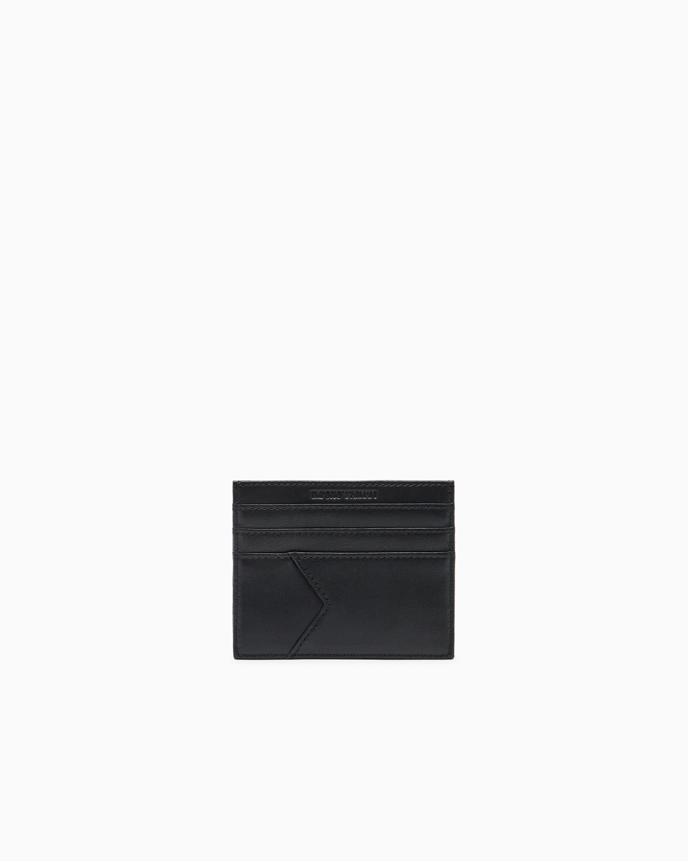 Nappa leather card holder with geometric detail Slide 1