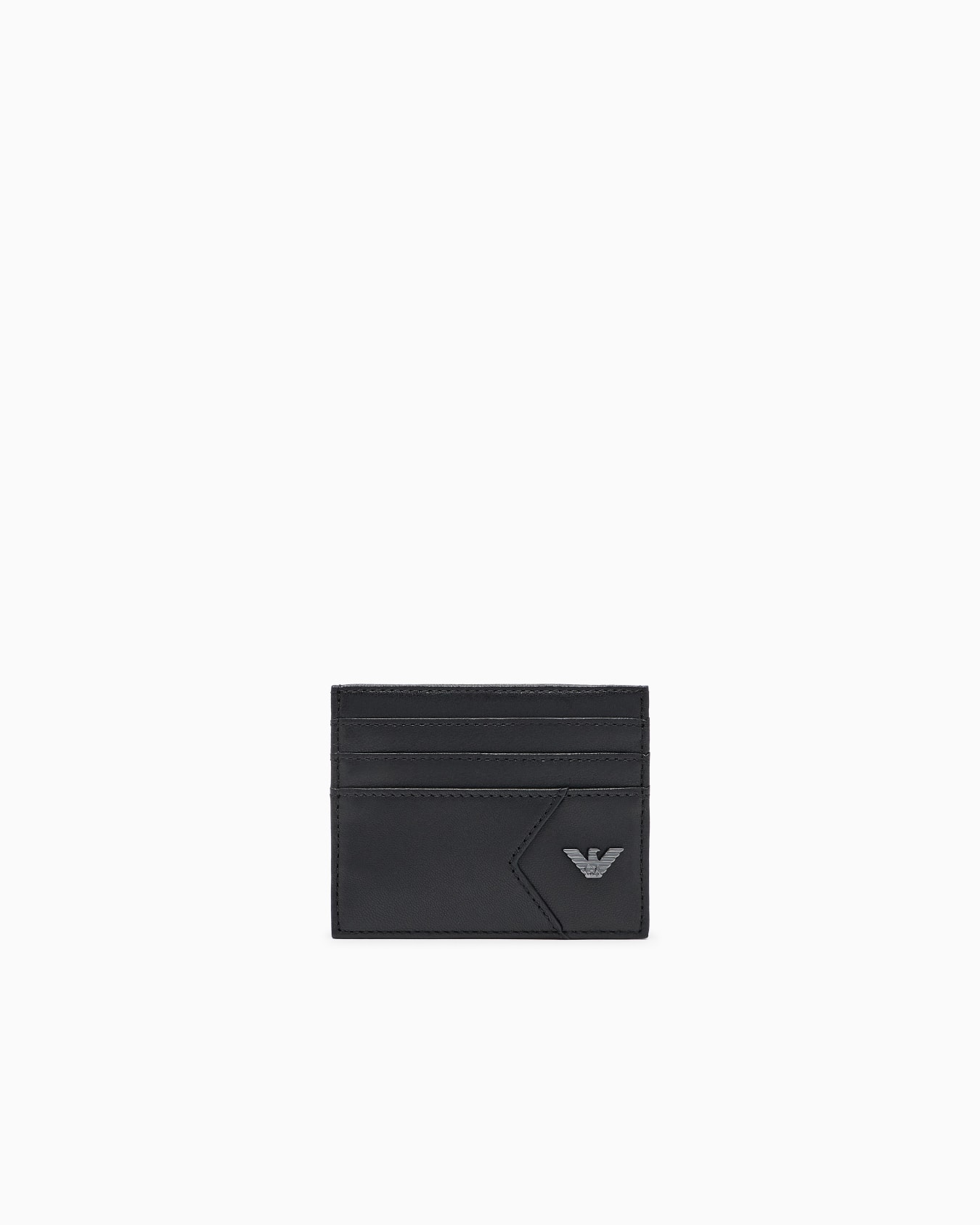 Nappa leather card holder with geometric detail Slide 0