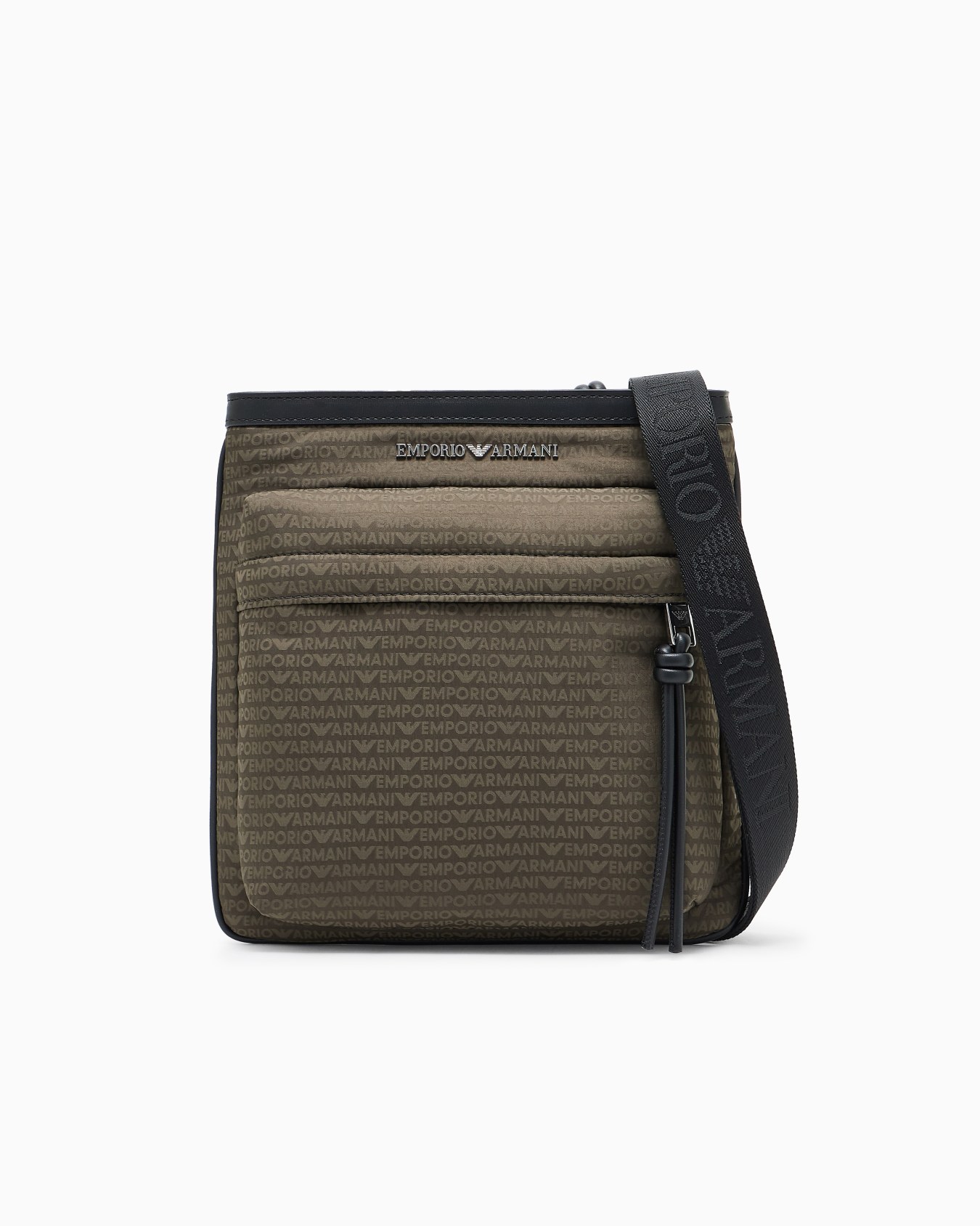 Sac à bancoulière plat en nylon avec inscription monogramme Diapositive 0