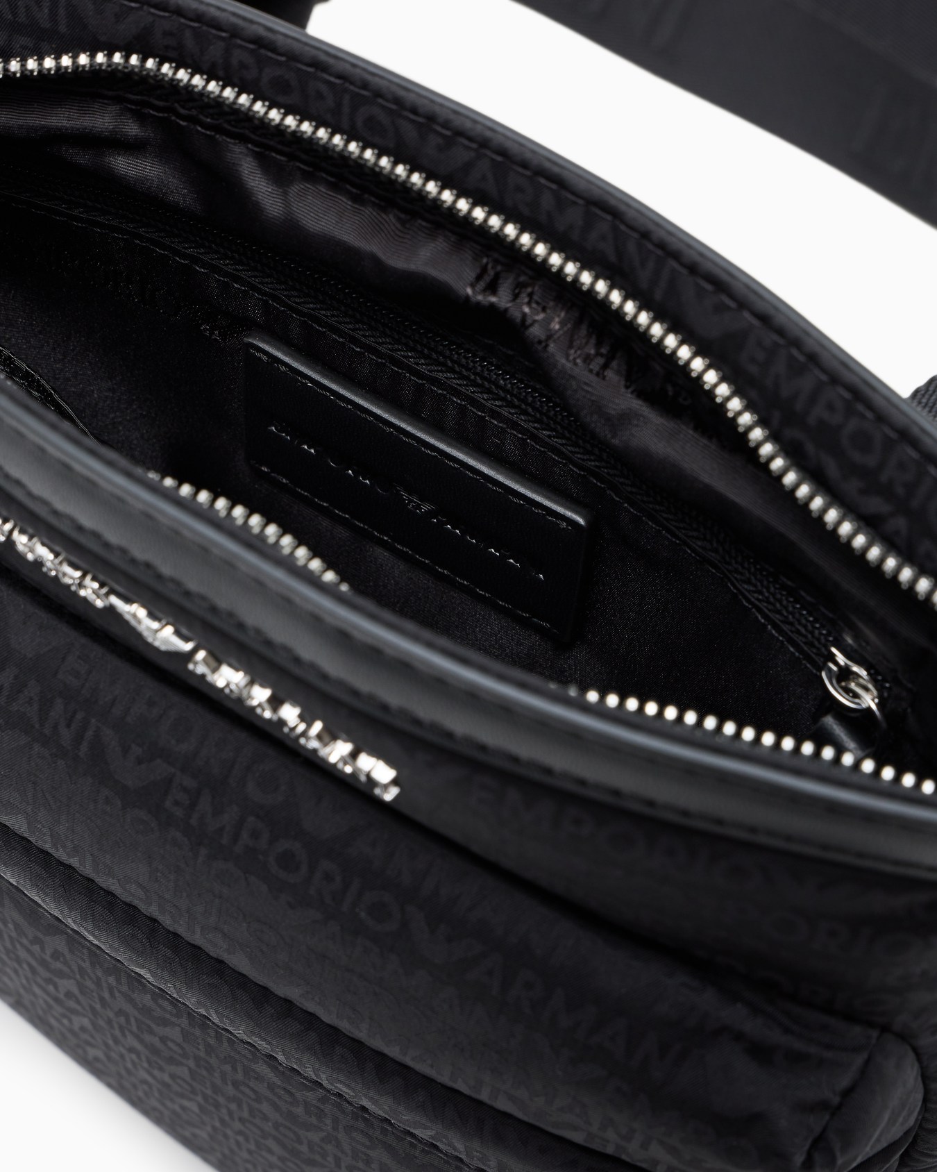 Nylon flat shoulder bag with monogram lettering Slide 3