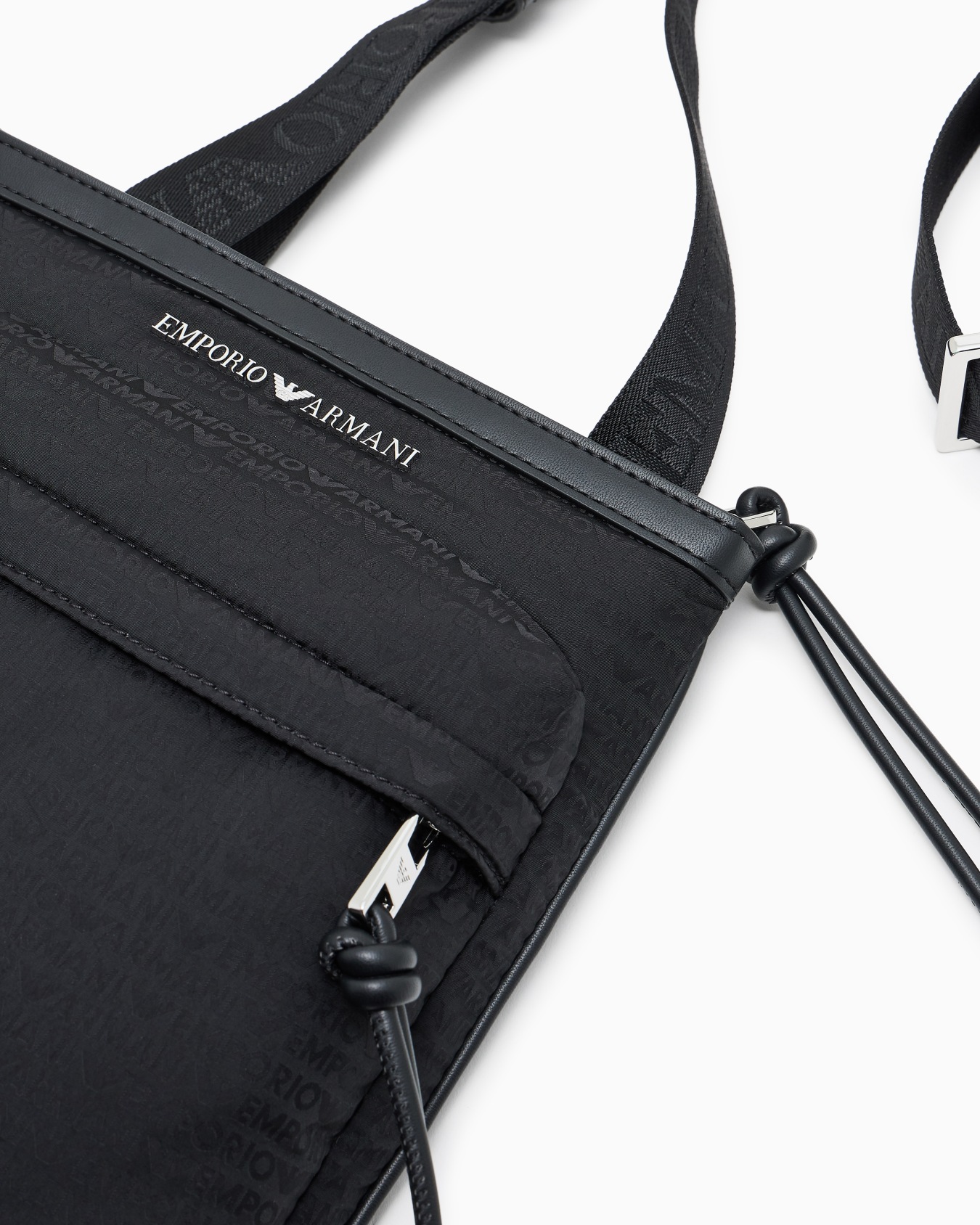 Nylon flat shoulder bag with monogram lettering Slide 4