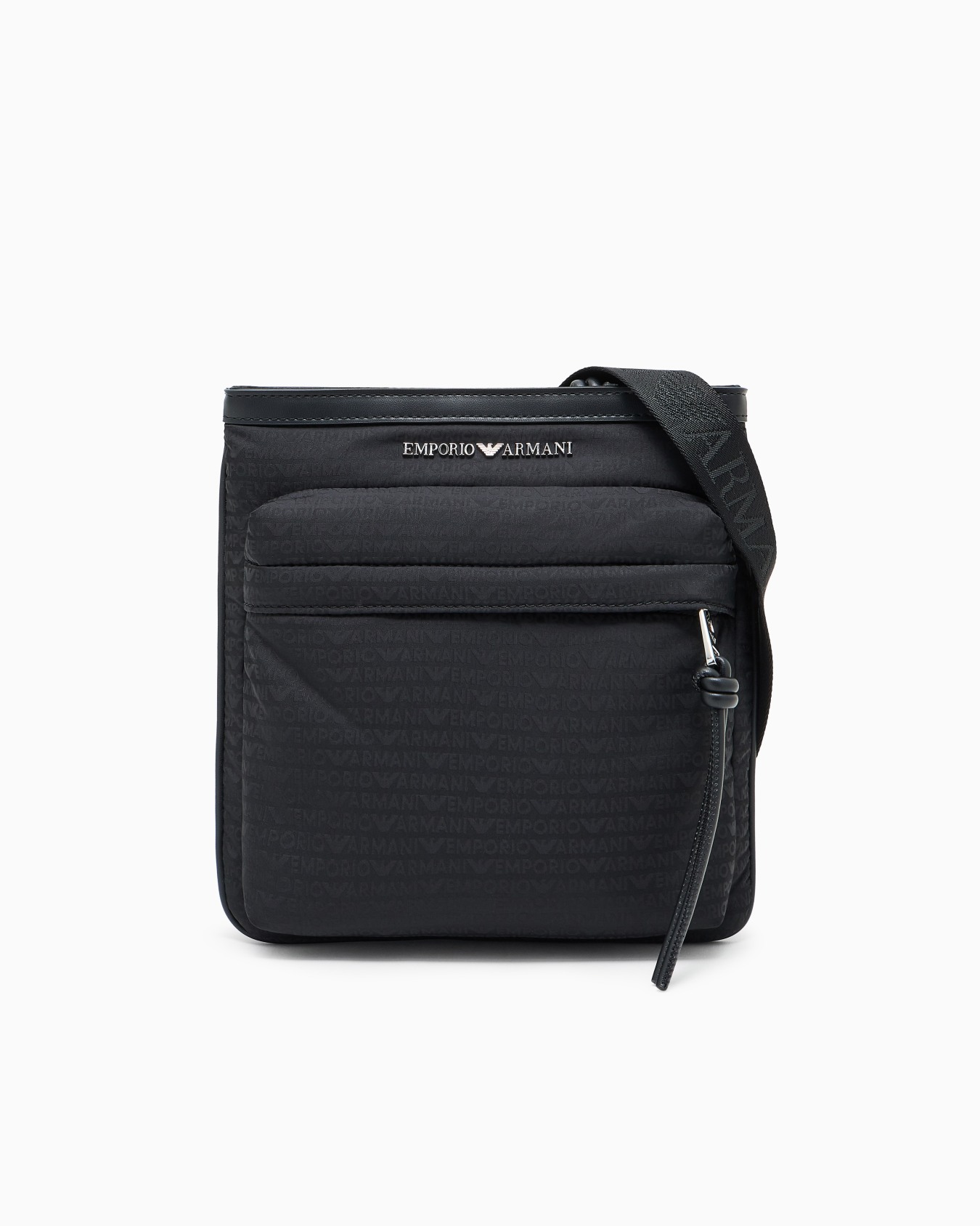 Nylon flat shoulder bag with monogram lettering Slide 0