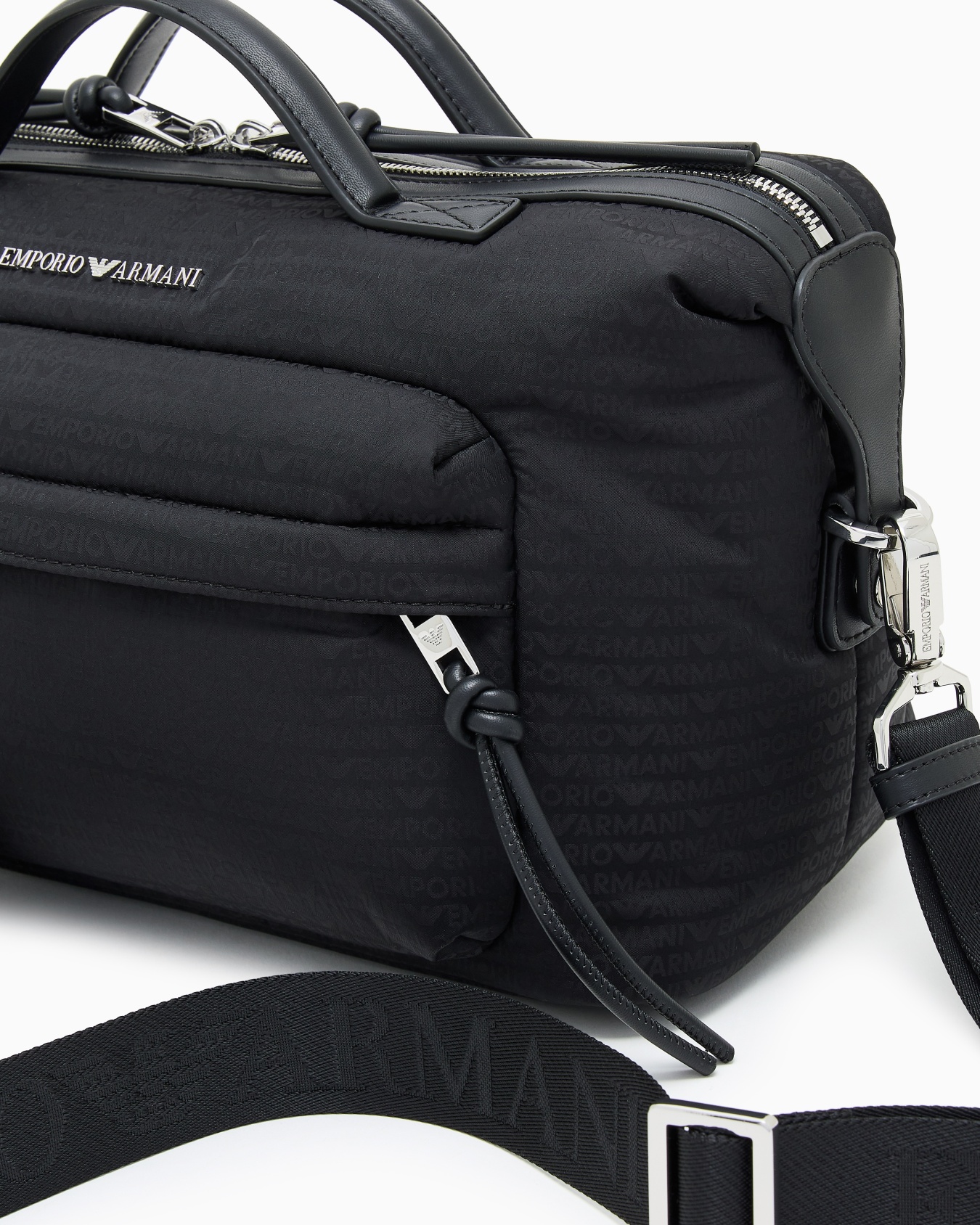 Nylon satchel with shoulder strap with monogram lettering Slide 4