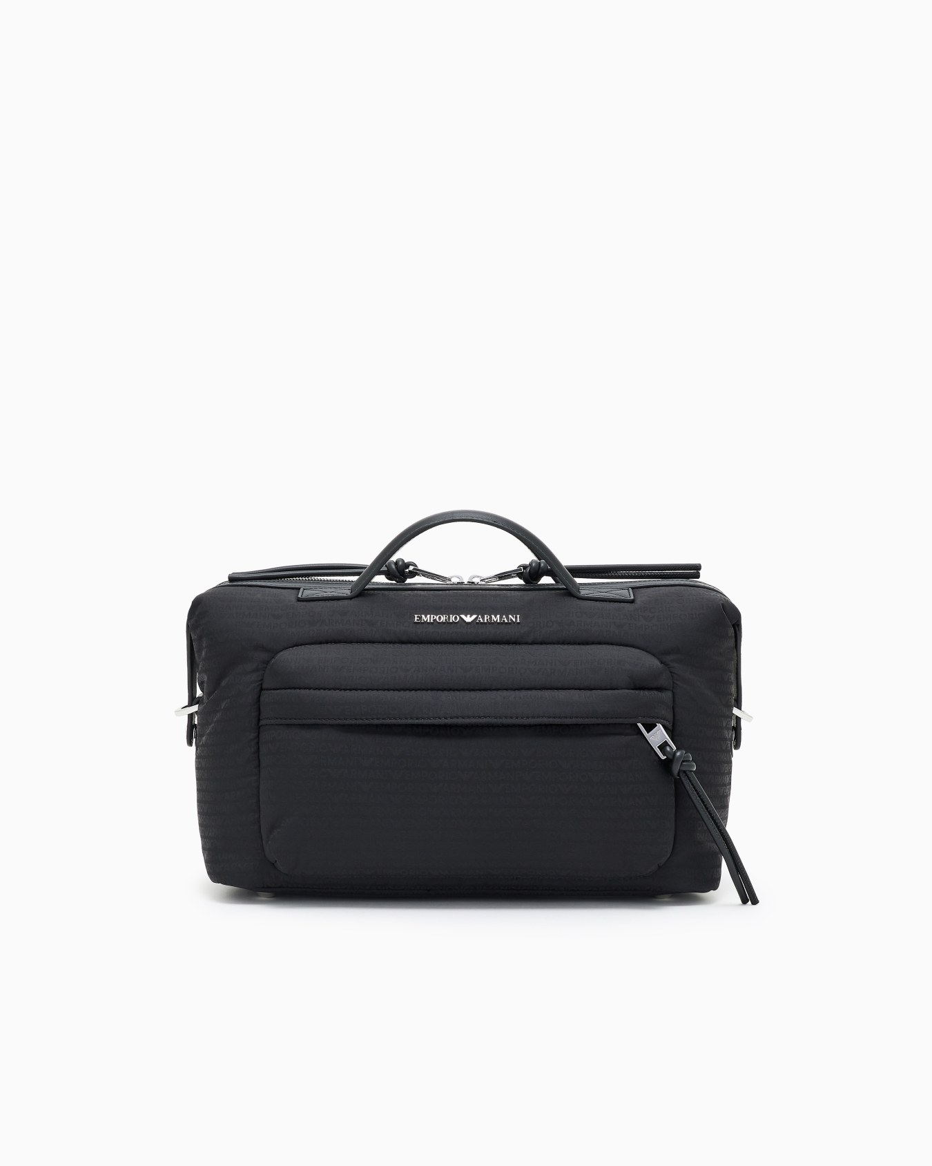 Nylon satchel with shoulder strap with monogram lettering Slide 0