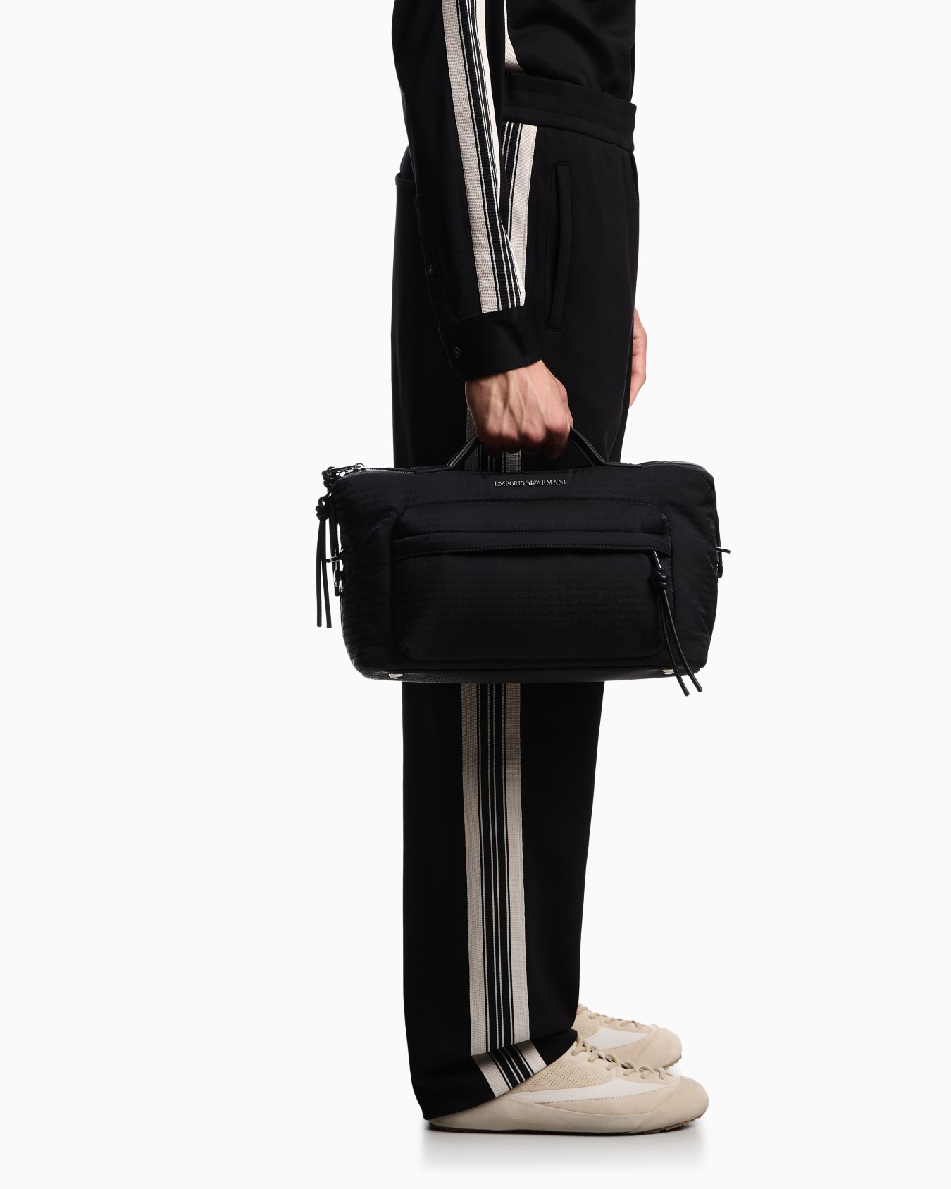 Nylon satchel with shoulder strap with monogram lettering Slide 6
