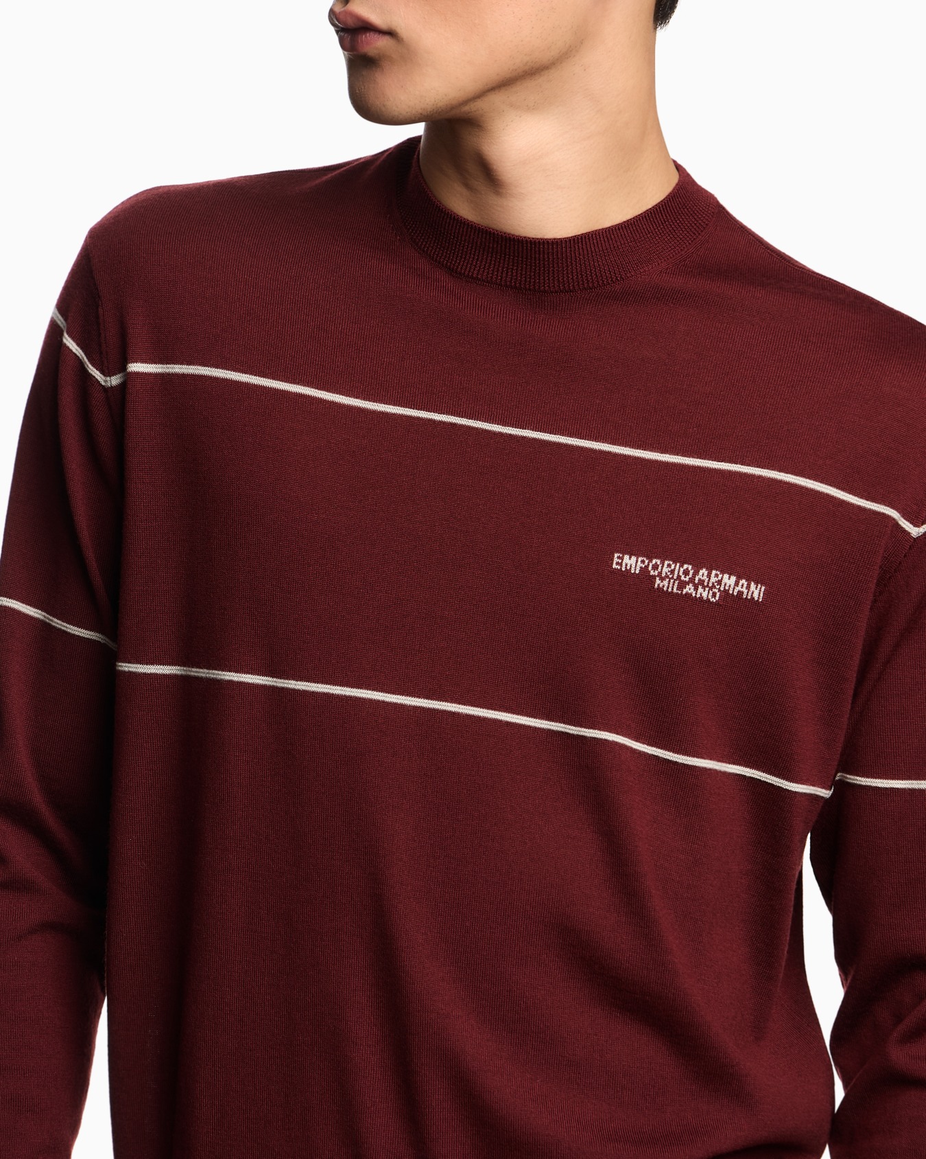 Pullover aus Schurwolle mit Logo aus Jacquard-Stoff Folie 4