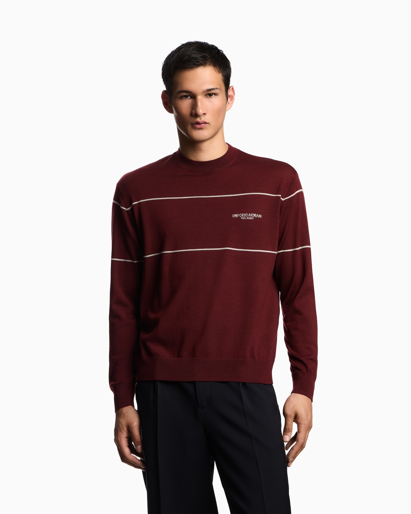 Pullover aus Schurwolle mit Logo aus Jacquard-Stoff Folie 3