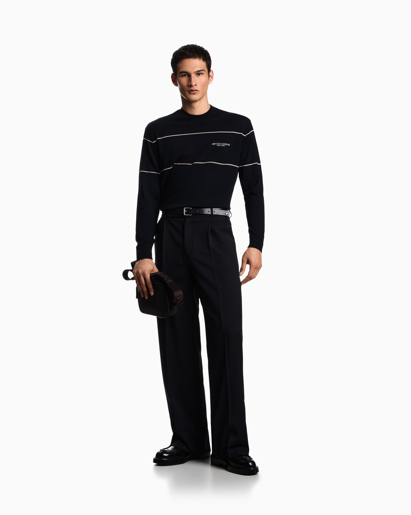 Virgin-wool jumper with jacquard logo Slide 1
