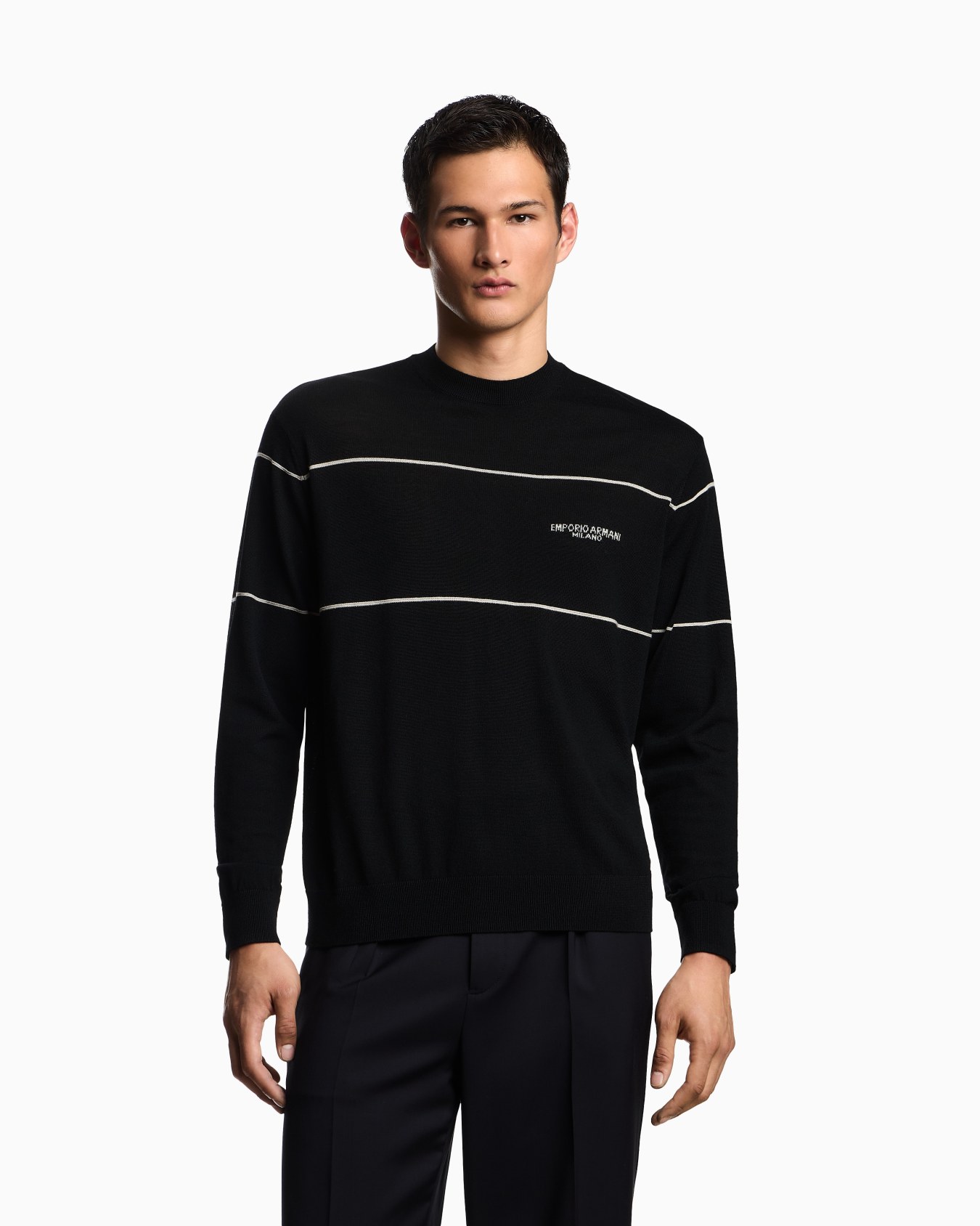 Pull en laine vierge avec logo jacquard Diapositive 3