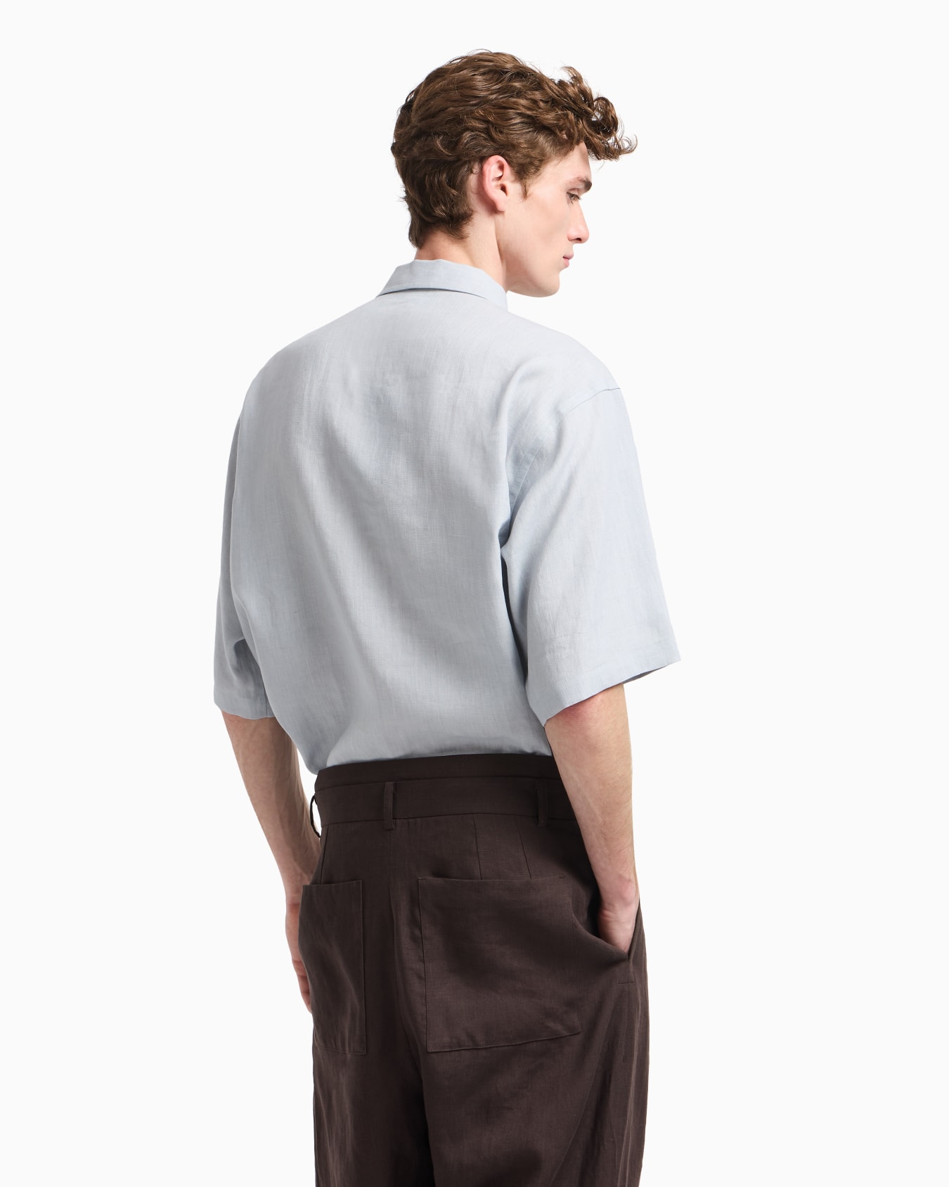 Pure linen shirt with partial zip Slide 3