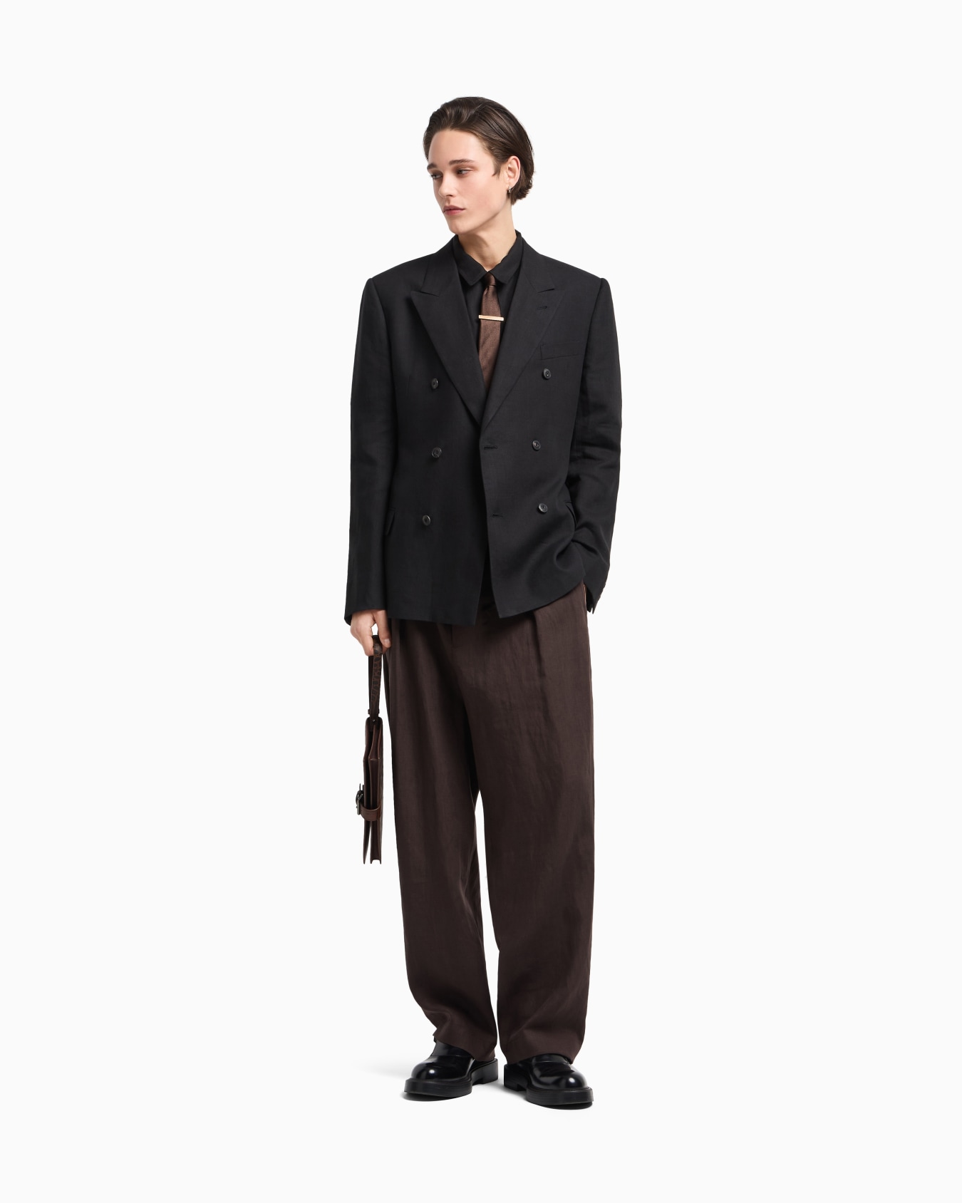 Pure linen shirt with partial zip Slide 2