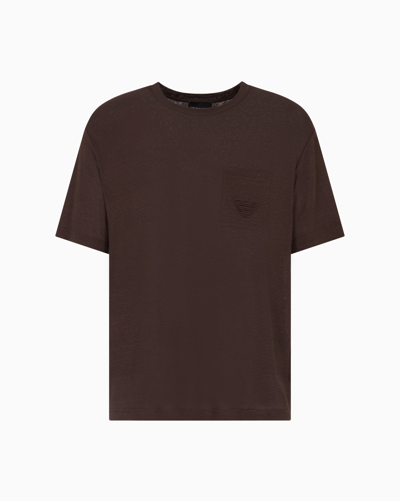 Linen T-shirt with eagle embroidery patch Slide 0