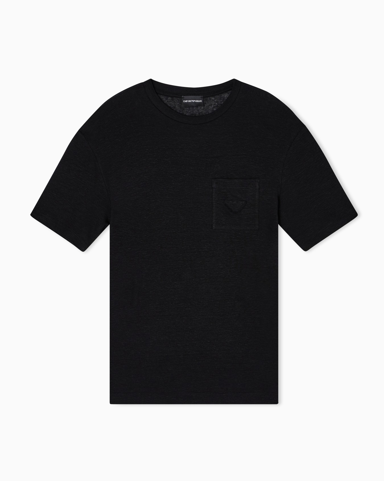 Linen T-shirt with eagle embroidery patch Slide 0