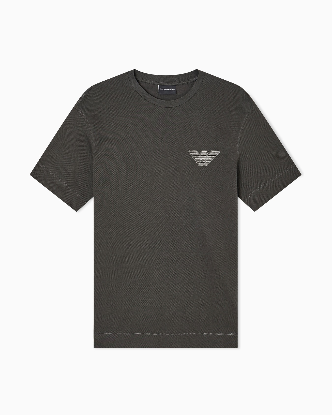 Piqué jersey T-shirt with eagle patch Slide 0