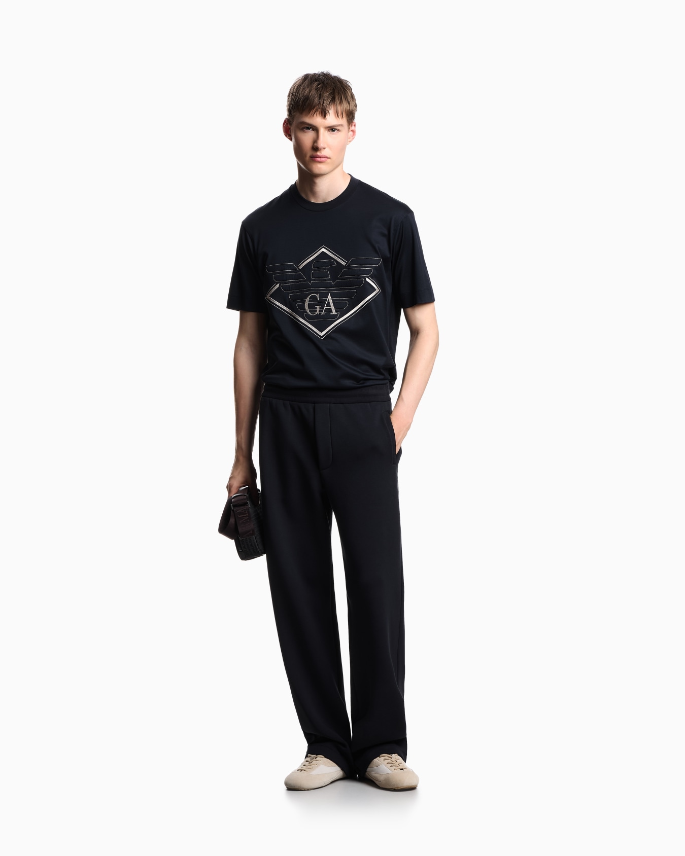 ASV Lyocell-blend jersey T-shirt with oversized eagle embroidery Slide 1