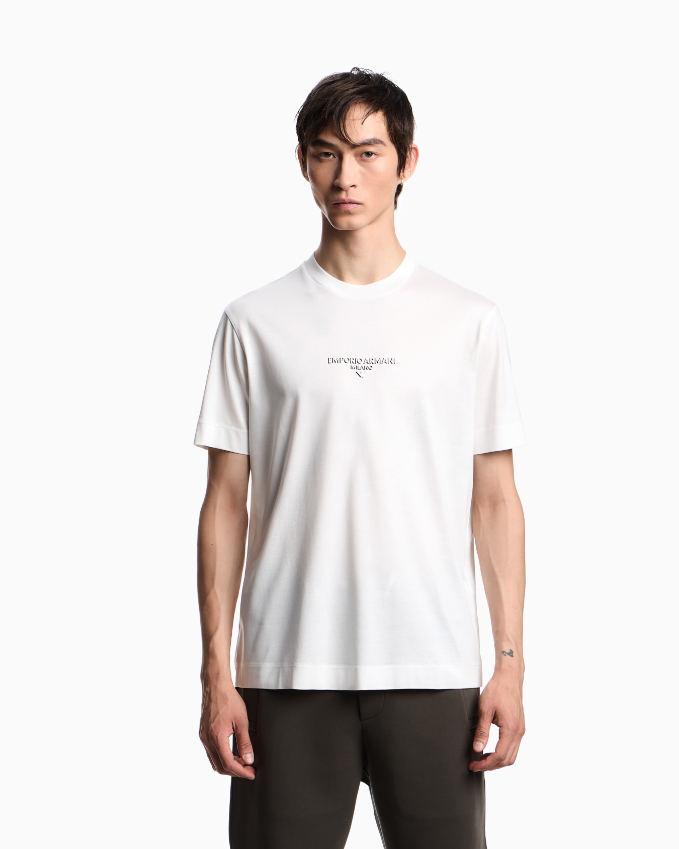Lyocell blend jersey T-shirt with 3D-effect logo Slide 3