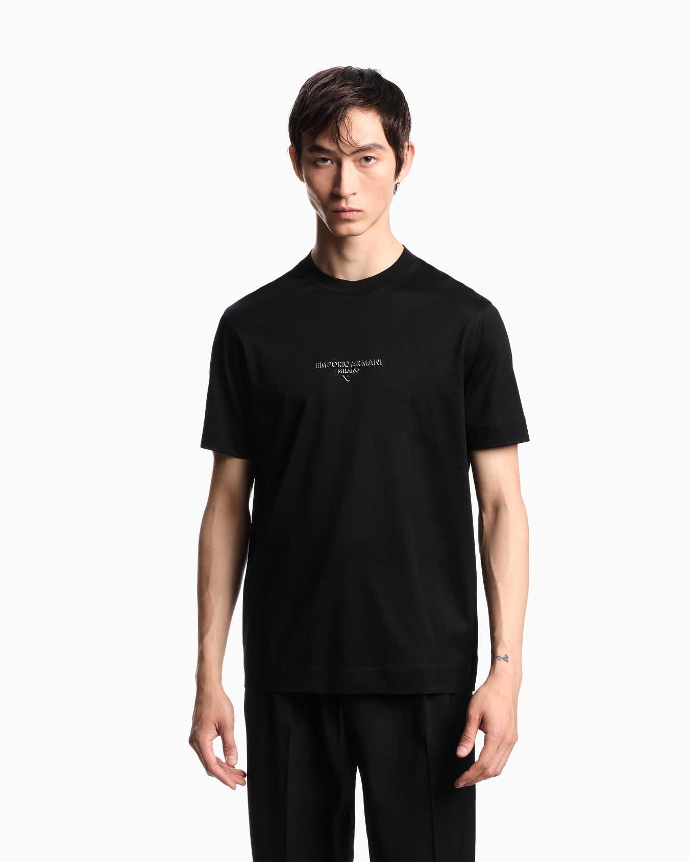 Lyocell blend jersey T-shirt with 3D-effect logo Slide 3