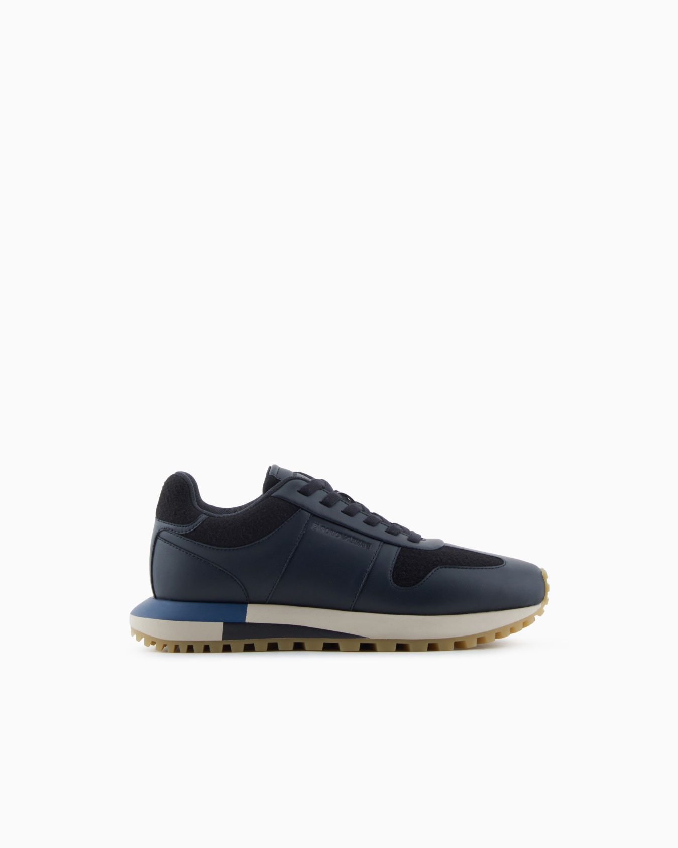 Leather sneakers with felt details Slide 0