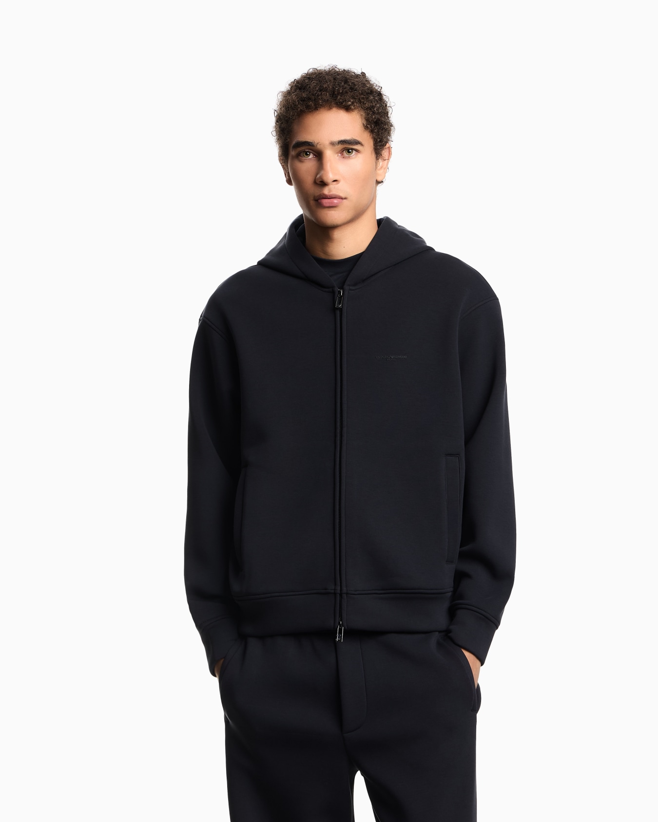 ASV Lyocell-blend bonded jersey zip-up sweatshirt with hood Slide 3