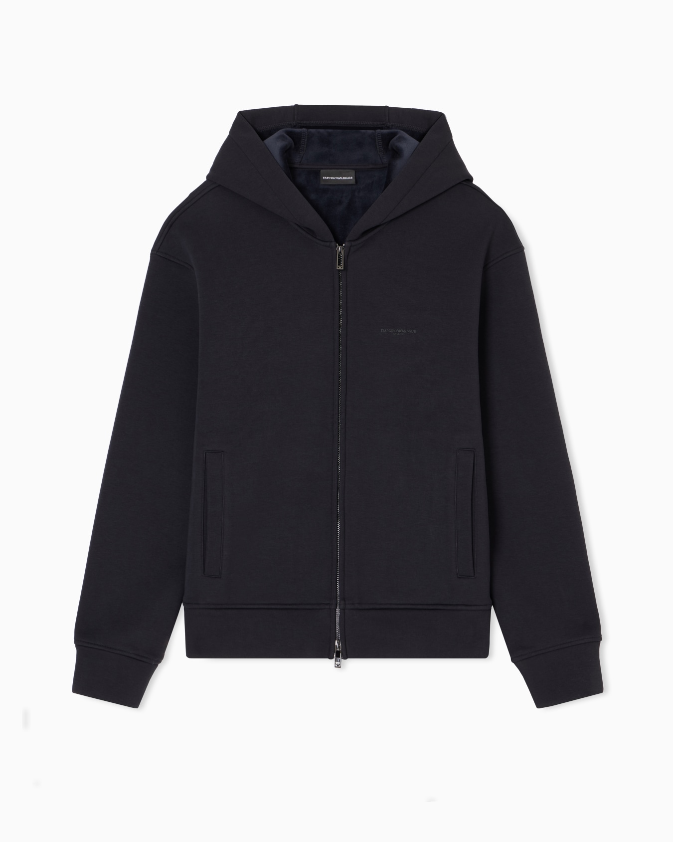 Sudadera tipo cárdigan de punto laminado de mezcla de lyocell con capucha ASV Diapositiva 0