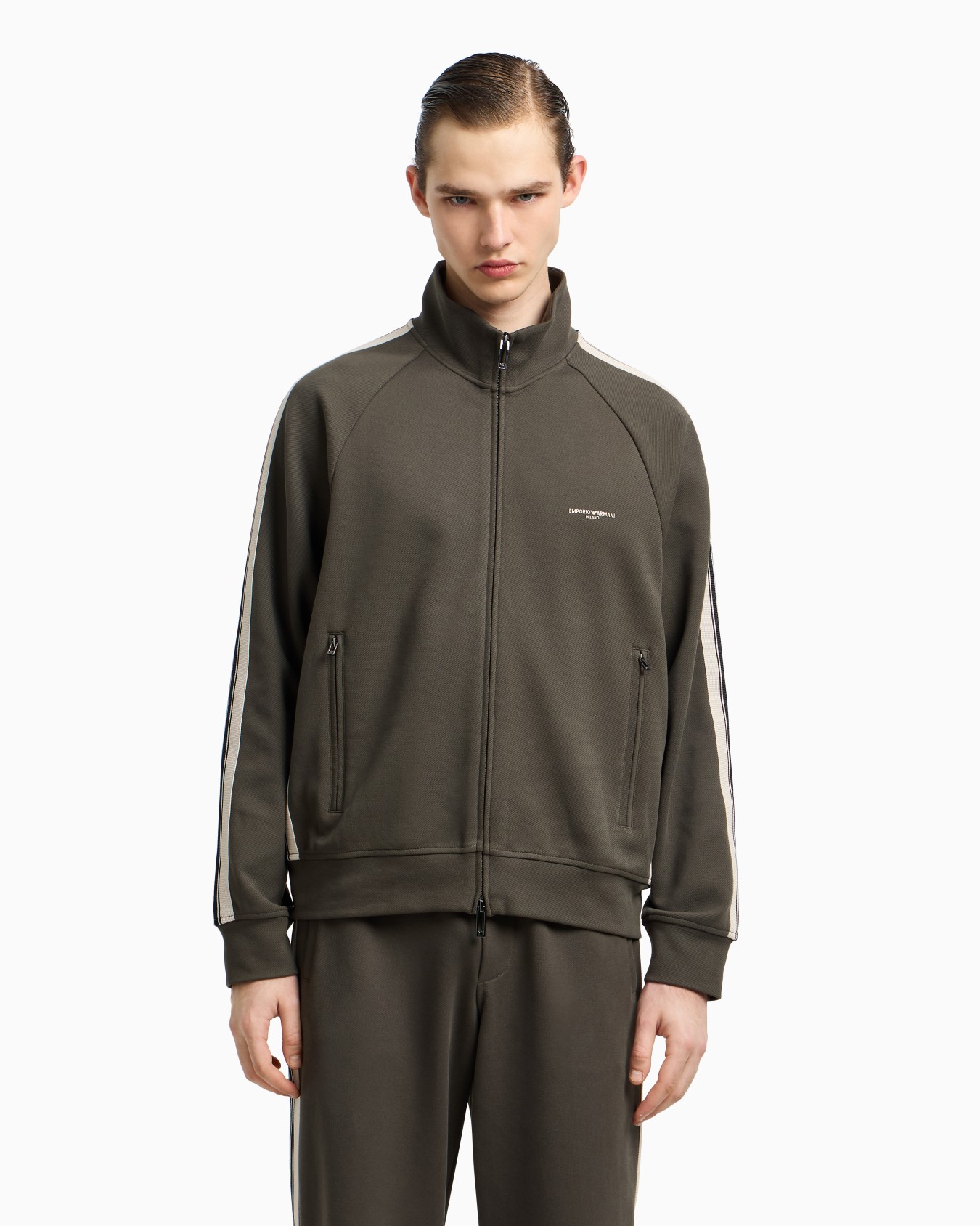 ASV full-zip sweatshirt in jersey with contrasting bands Slide 3