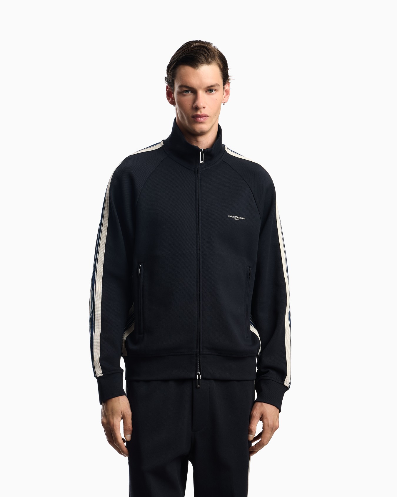 ASV full-zip sweatshirt in jersey with contrasting bands Slide 3